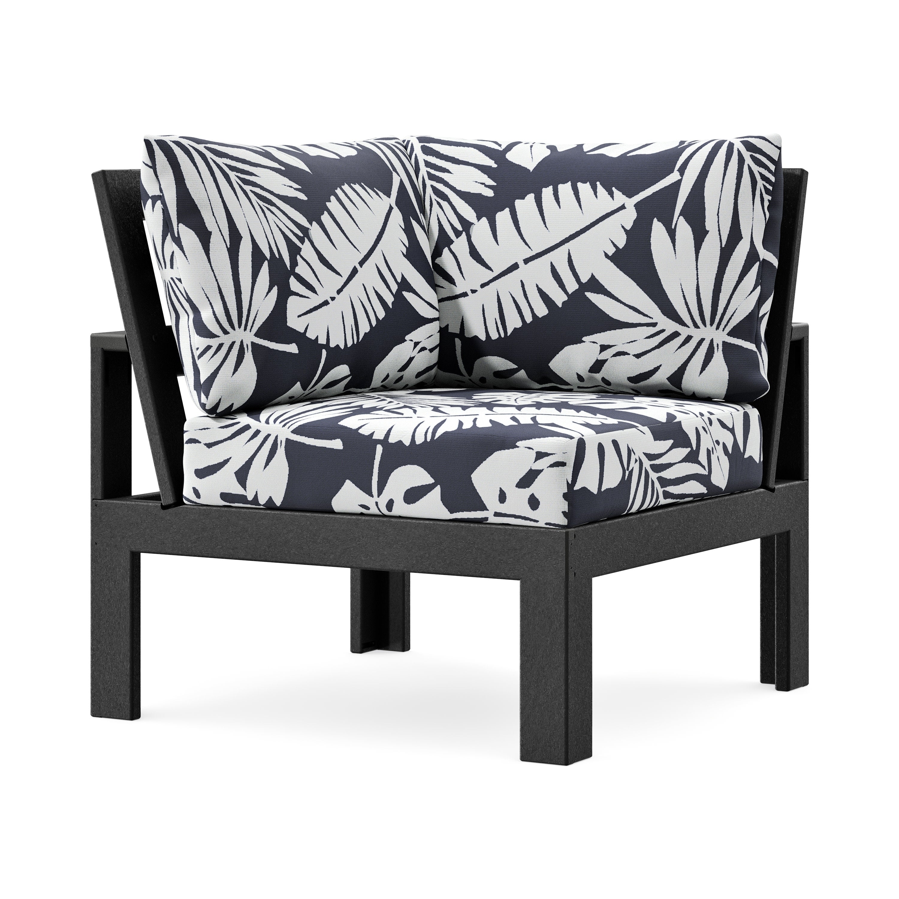 Modular Corner Chair in Black / Leaf Navy