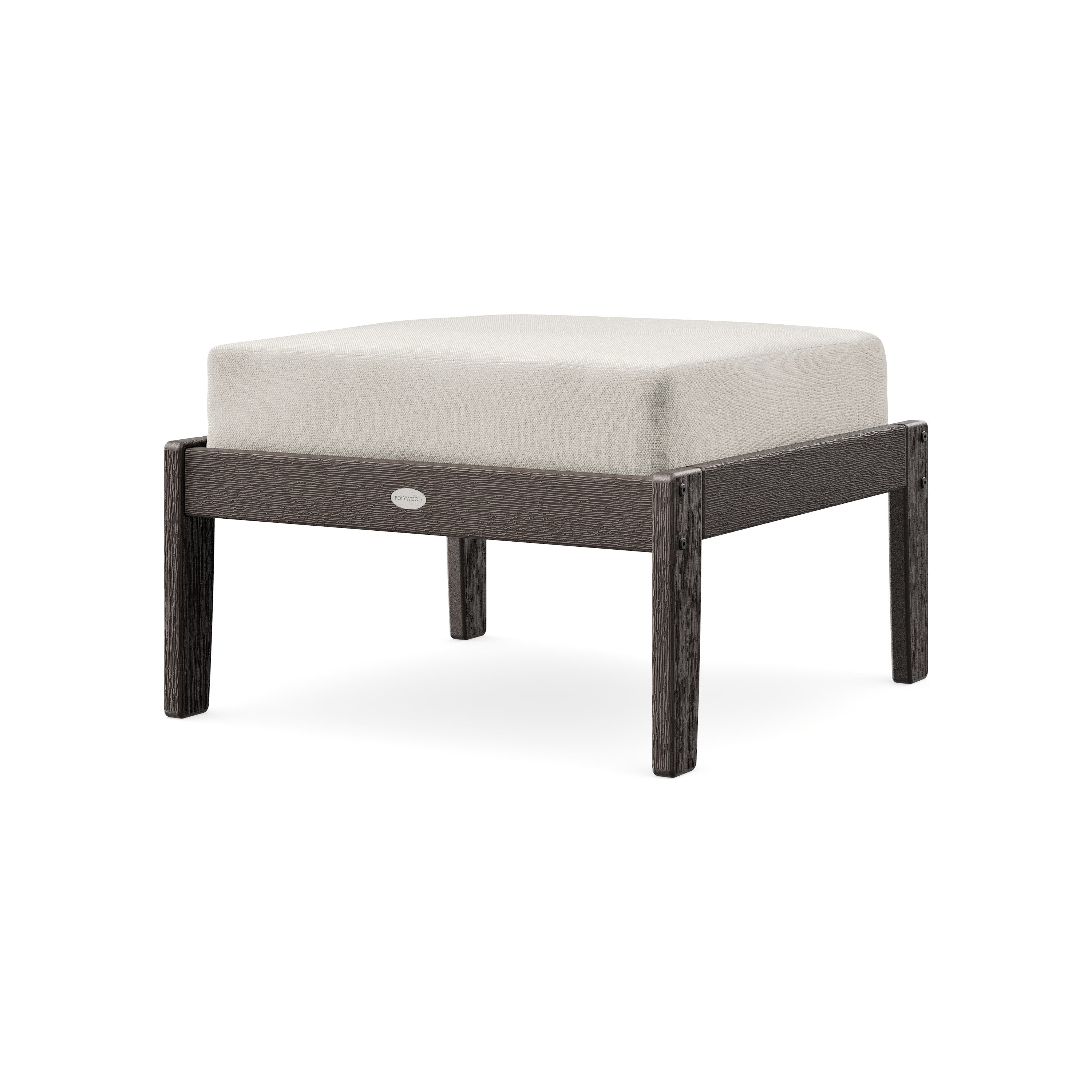 Braxton Deep Seating Ottoman in Vintage Coffee / Blend Linen