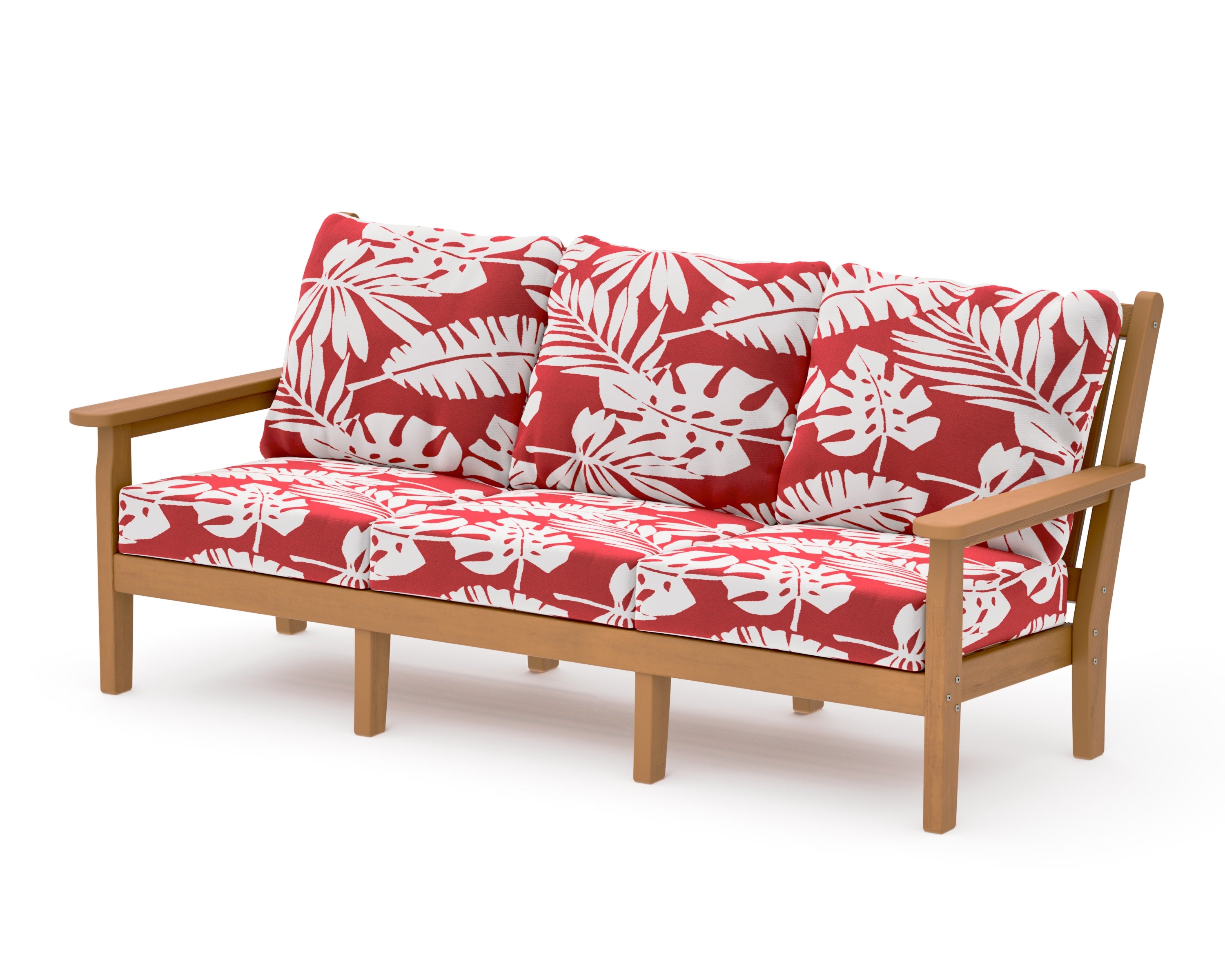 Chippendale Deep Seating Sofa in Natural / Leaf Crimson