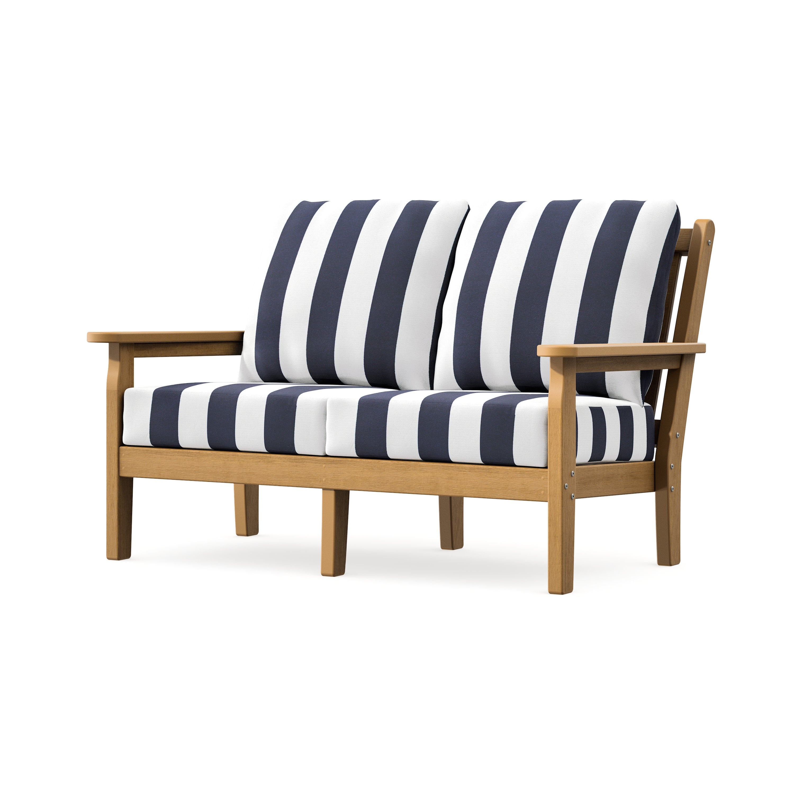 Chippendale Deep Seating Loveseat in Natural / Cabana Stripe Navy