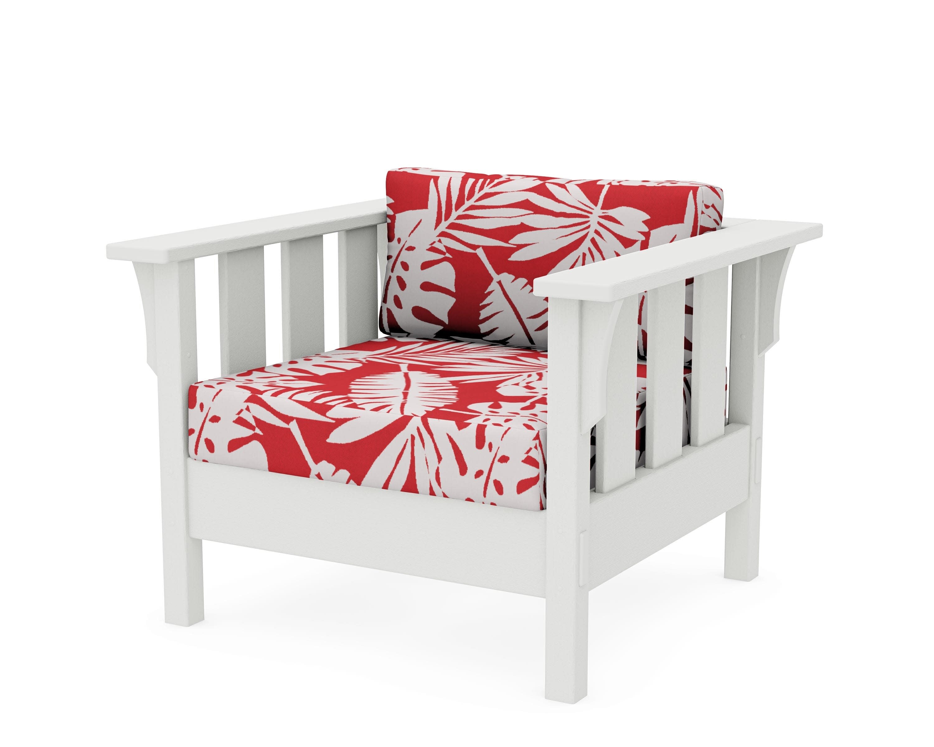 Acadia Deep Seating Chair in Vintage White / Leaf Crimson