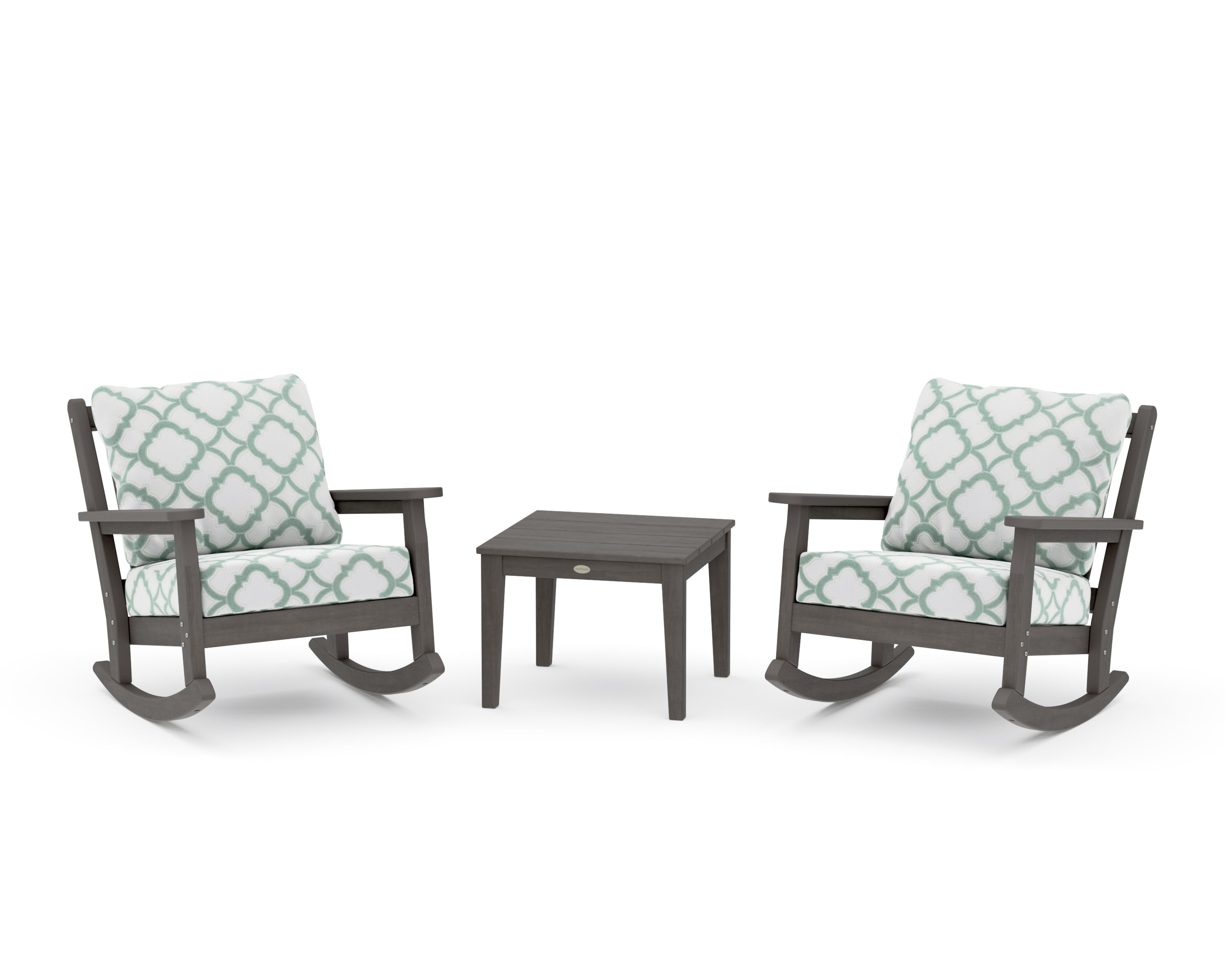 Chippendale 3-Piece Deep Seating Rocker Set in Driftwood / Trellis Glacier Spa