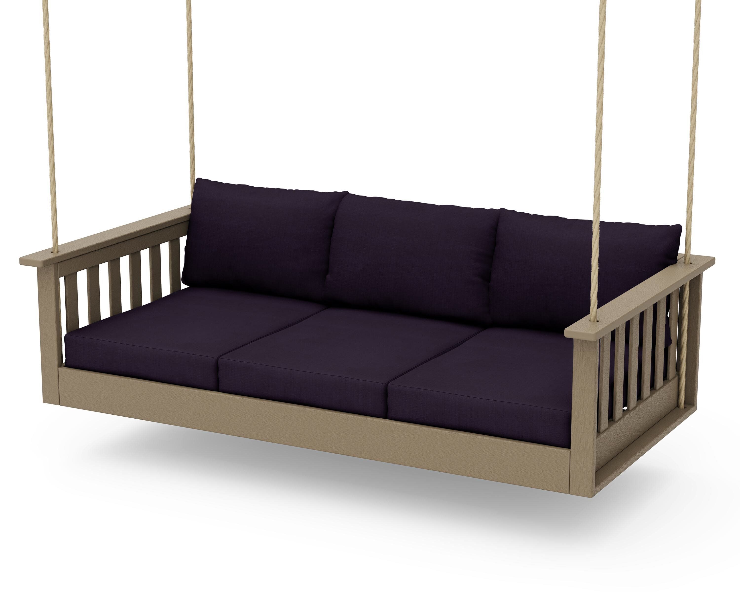 Vineyard Daybed Swing in Vintage Sahara / Navy Linen