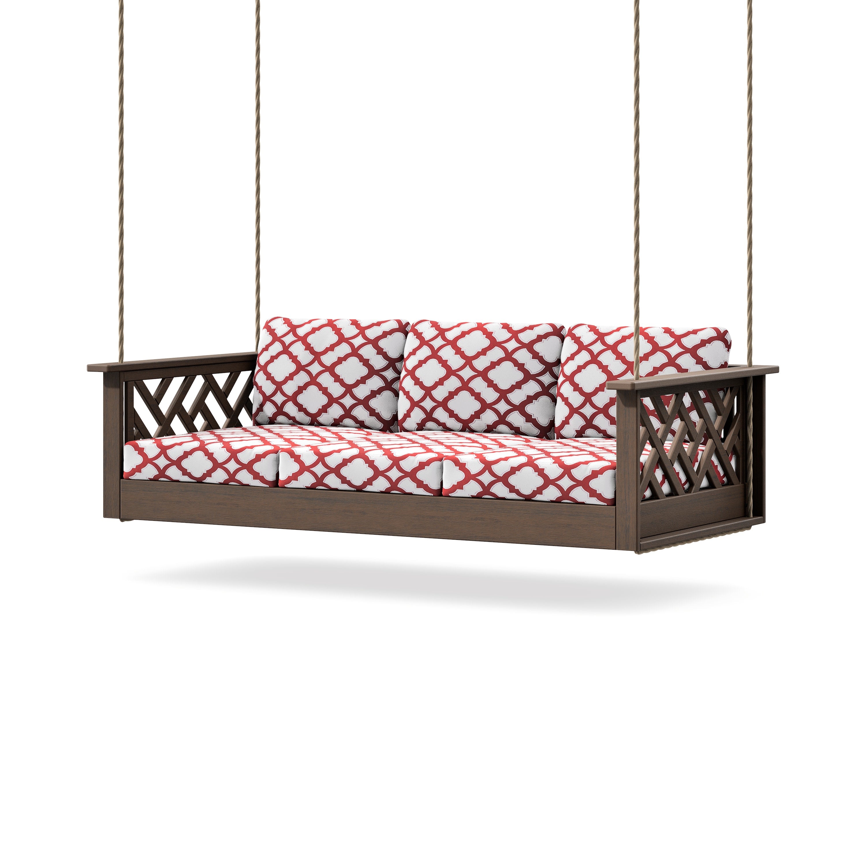 Chippendale Daybed Swing in Kona / Trellis Crimson