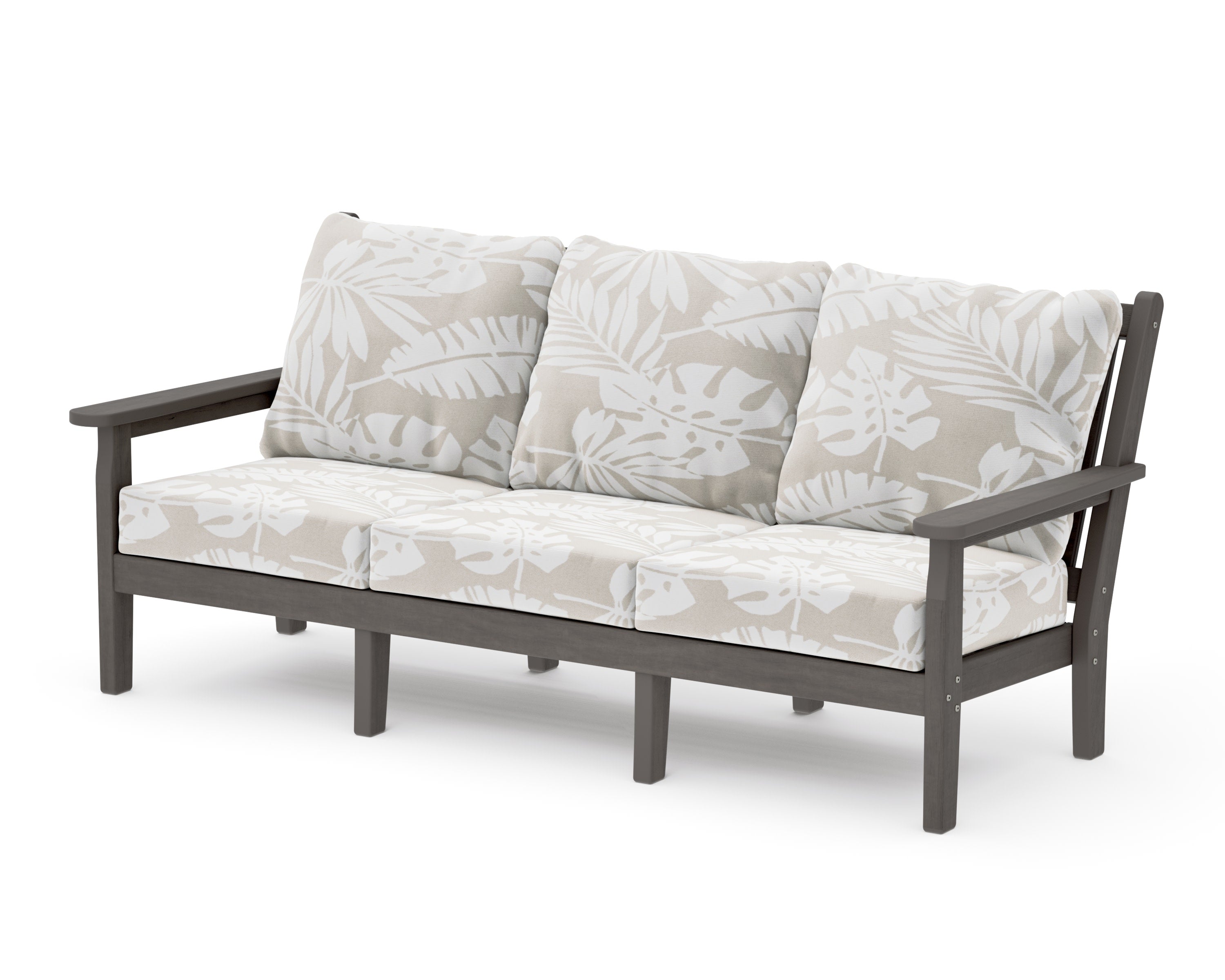 Chippendale Deep Seating Sofa in Driftwood / Leaf Dune Burlap