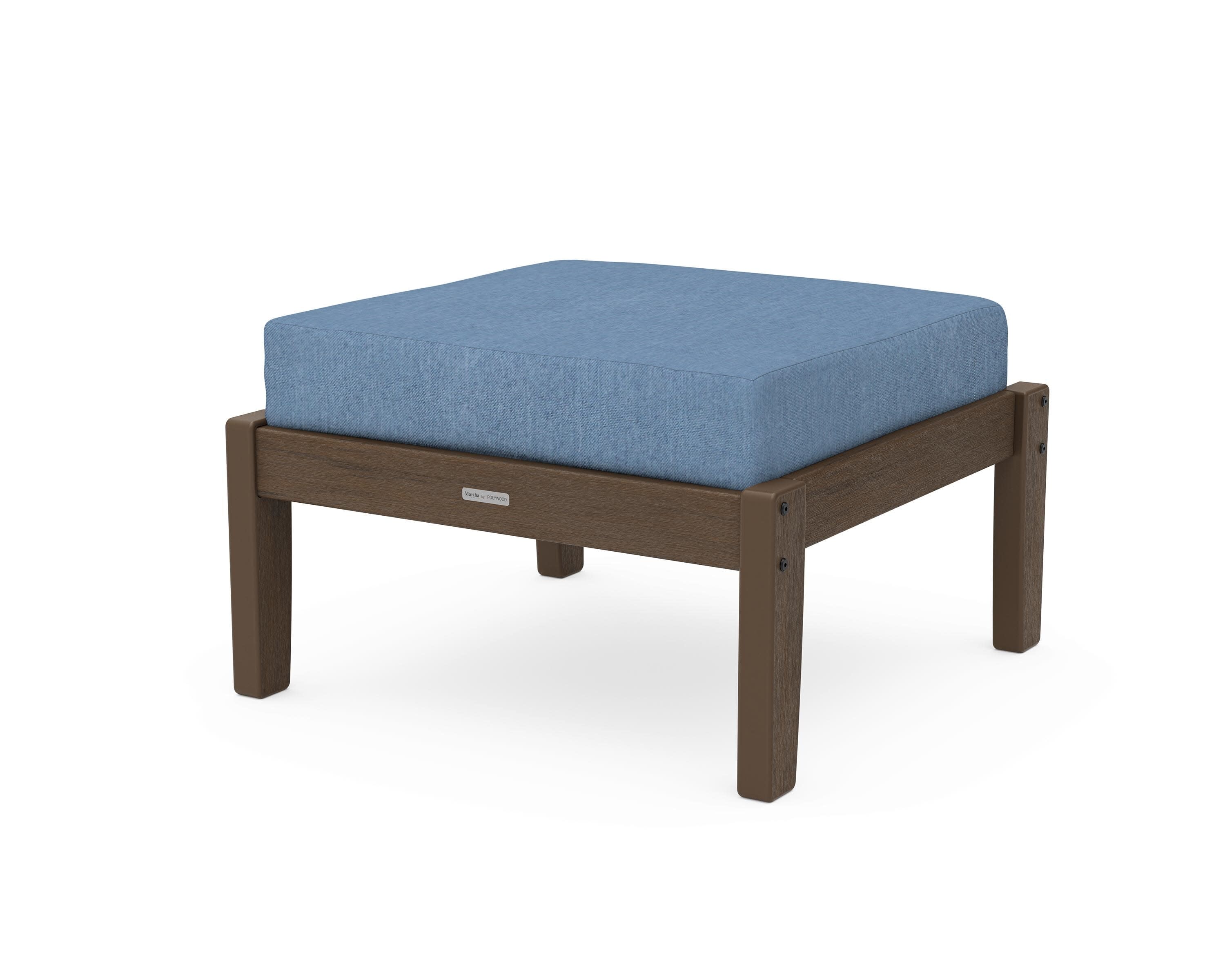 Chinoiserie Deep Seating Ottoman in Kona / Sky Blue