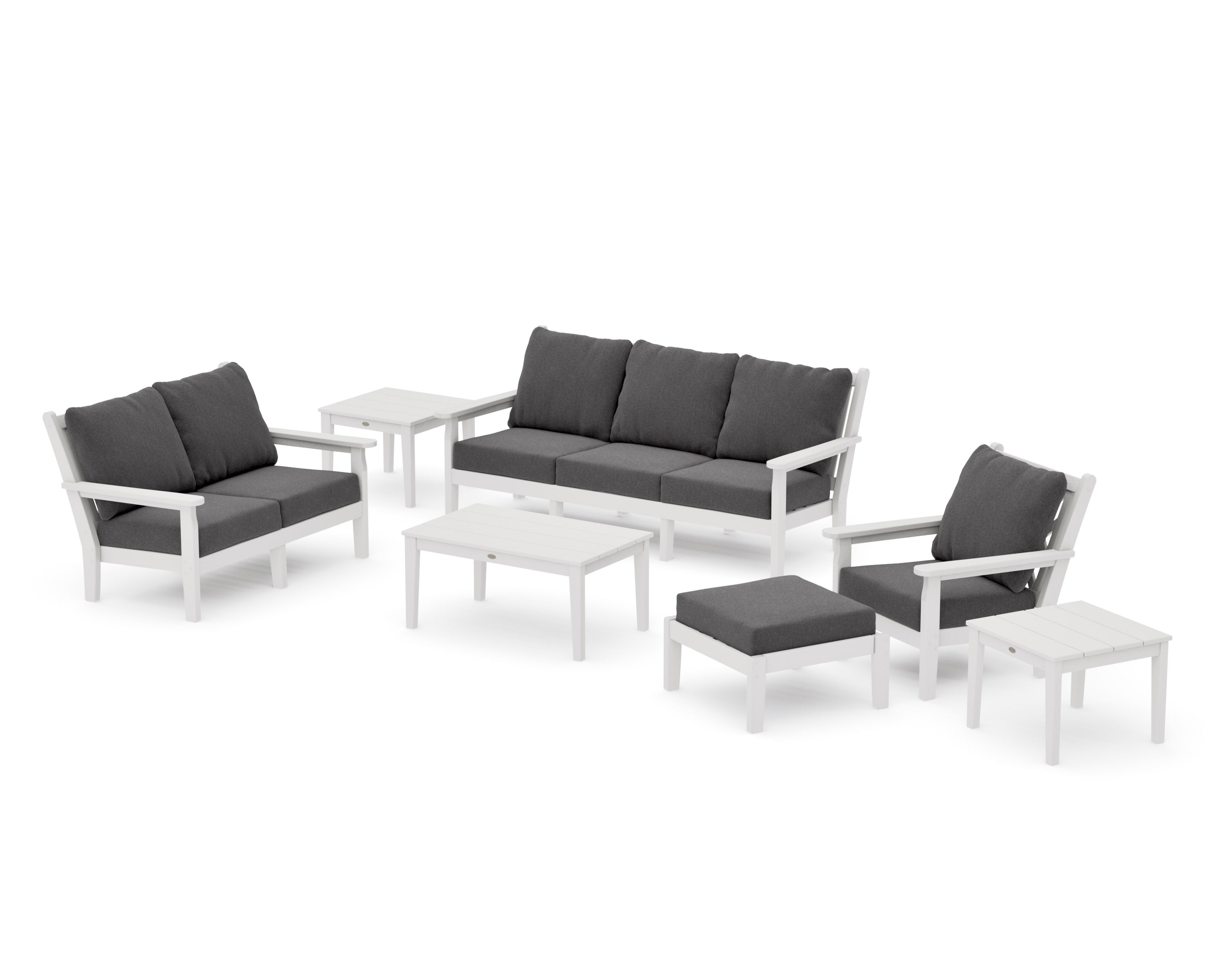 Chippendale 7-Piece Deep Seating Set in Vintage White / Ash Charcoal