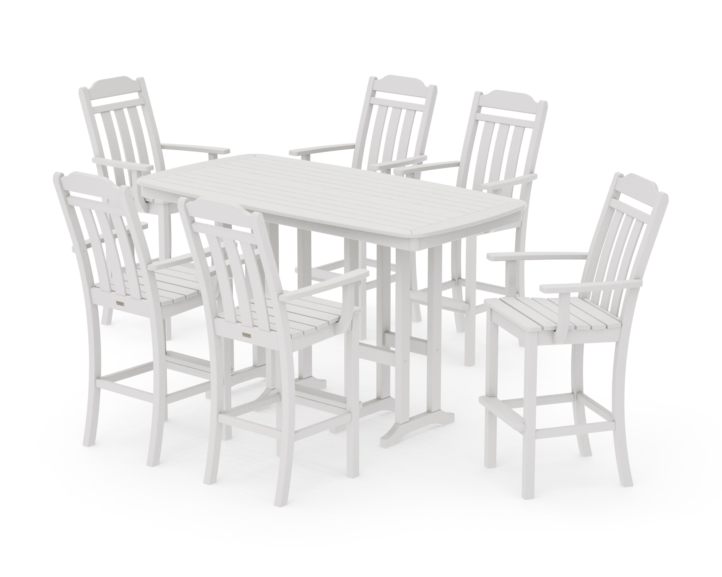 Cottage Arm Chair 7-Piece Bar Set in Vintage White