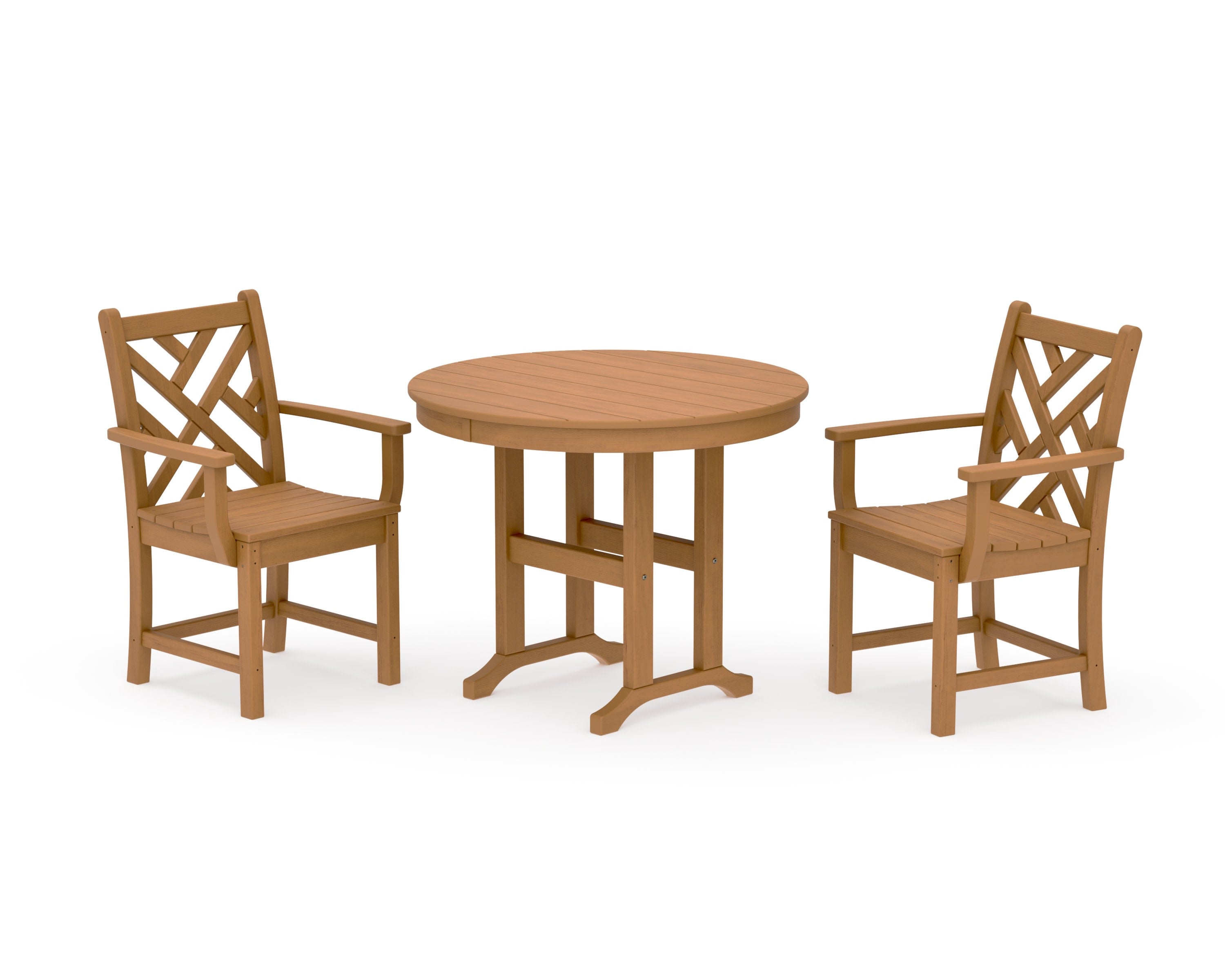 Chippendale 3-Piece Round Dining Set in Natural