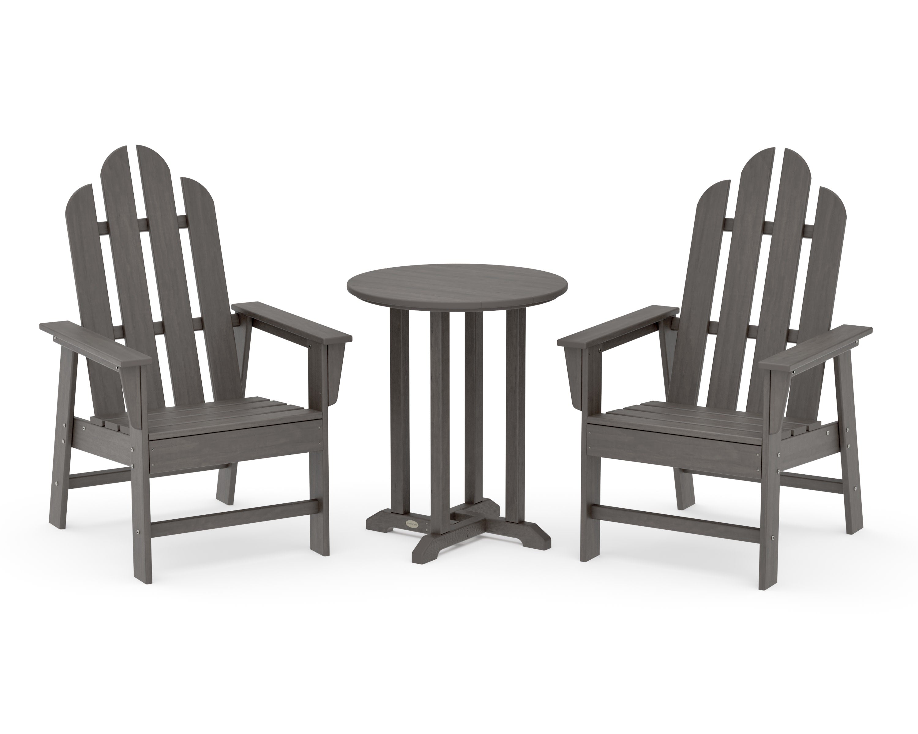 Long Island 3-Piece Round Bistro Dining Set in Driftwood