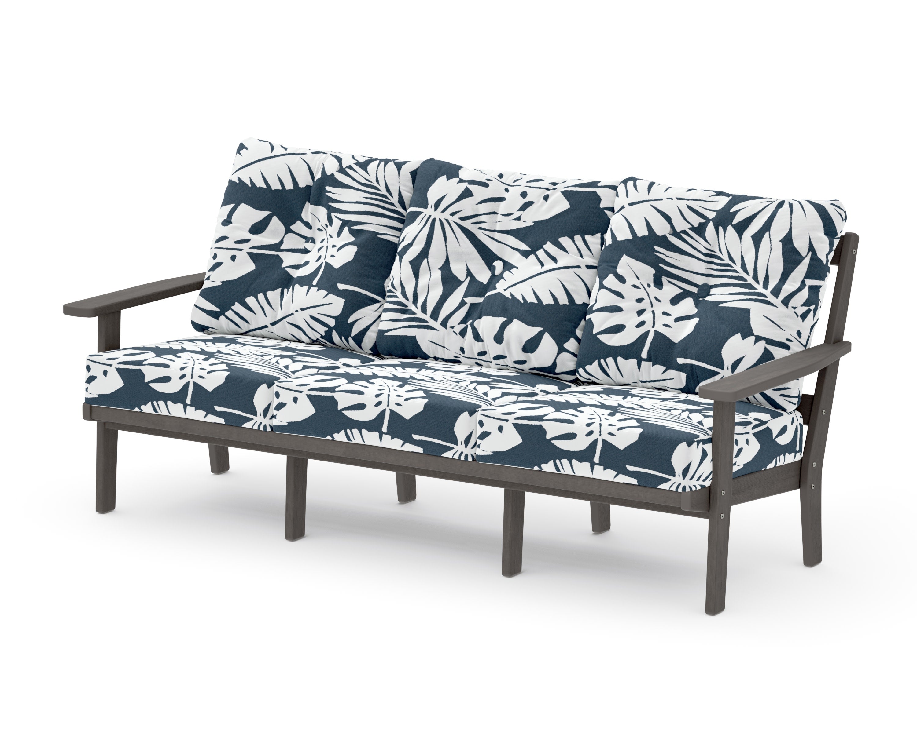 Oxford Deep Seating Sofa in Driftwood / Leaf Marine Indigo