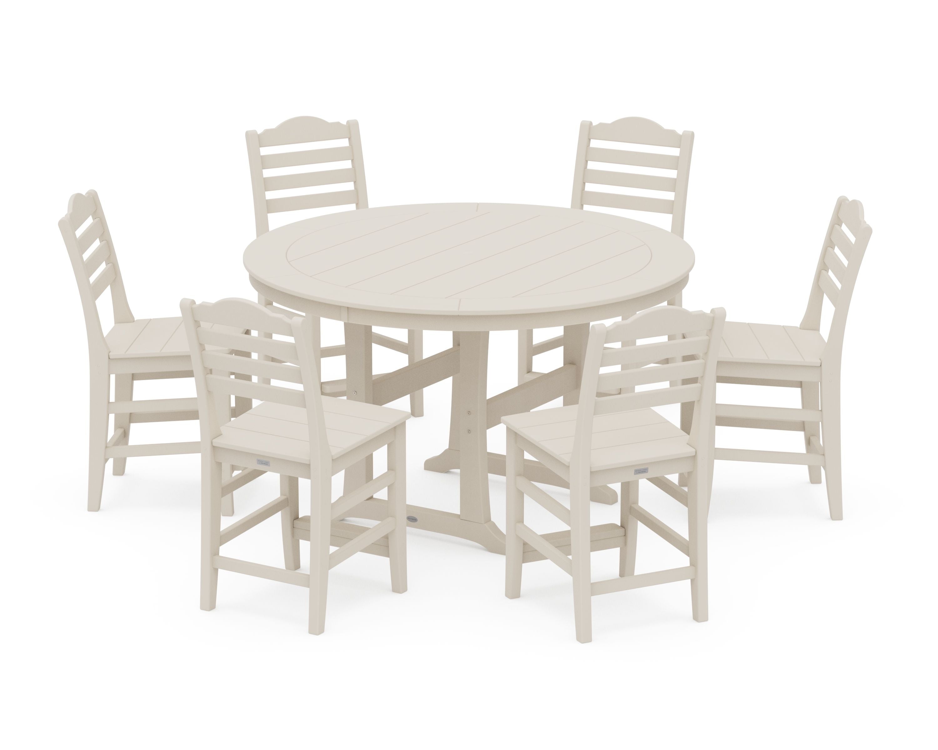 Savannah 7-Piece Side Chair Round Counter Set in Sand