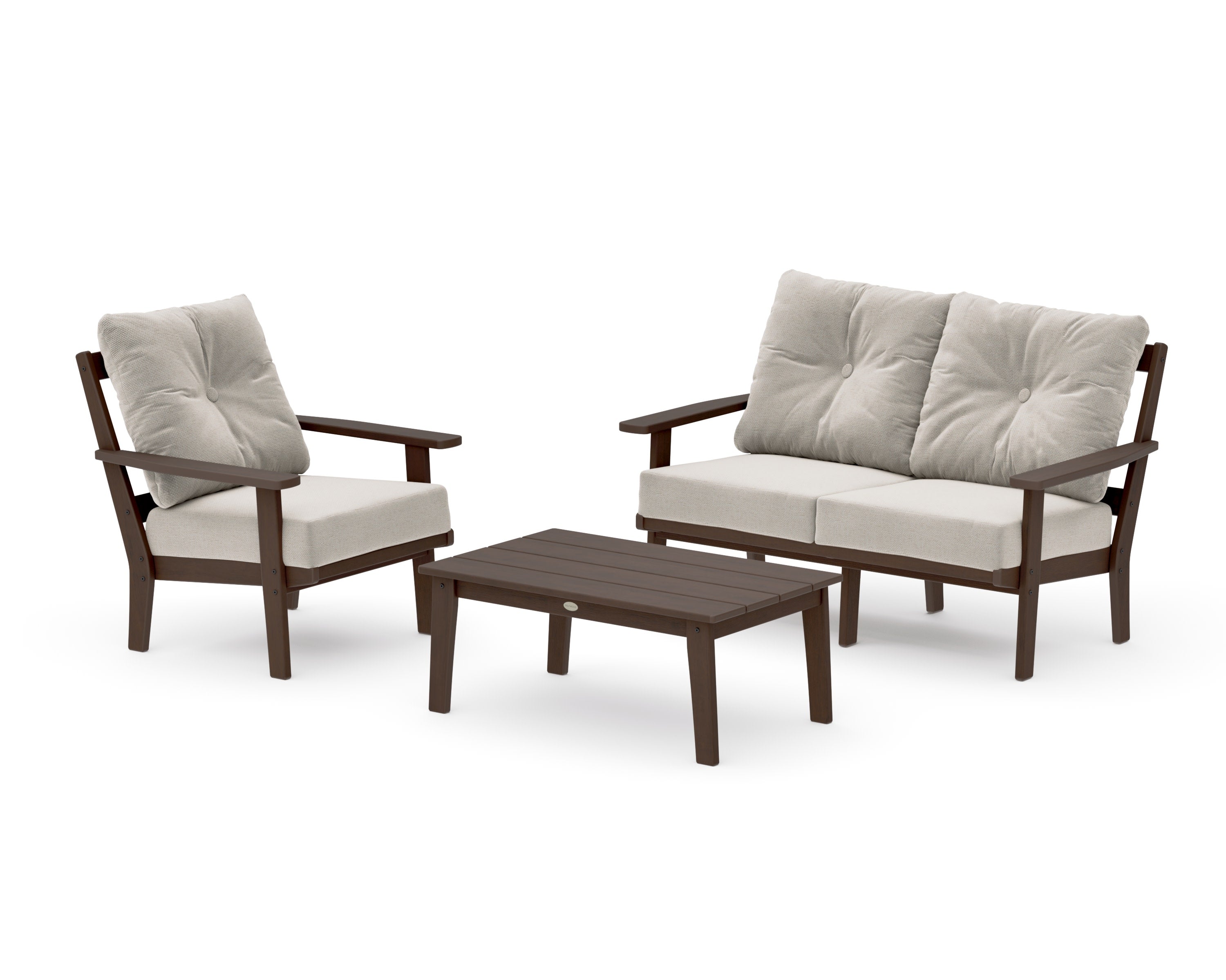 Oxford 3-Piece Deep Seating Set with Loveseat in Kona / Dune Burlap