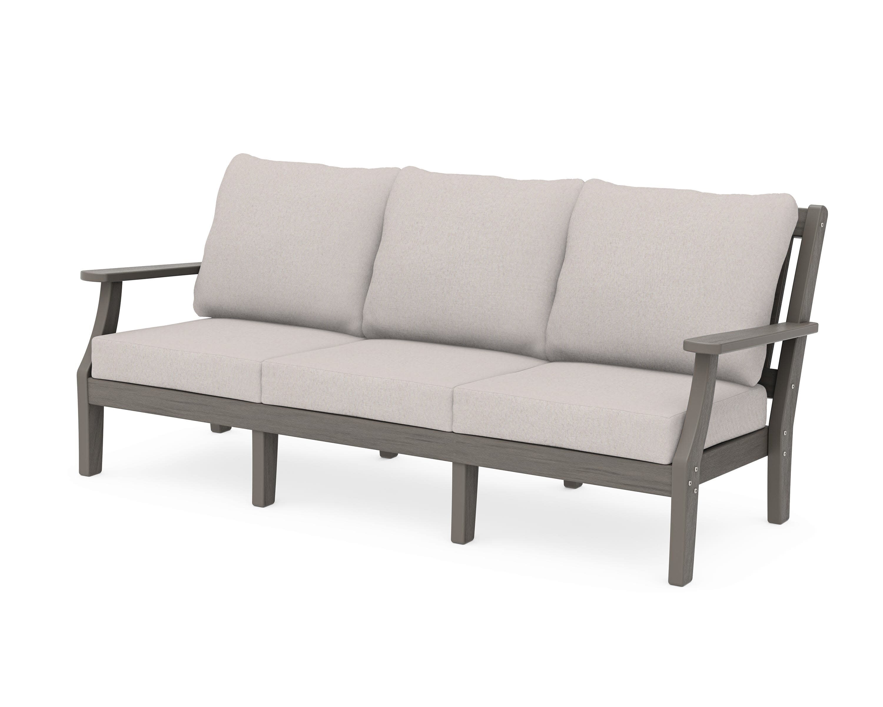 Chinoiserie Deep Seating Sofa in Driftwood / Dune Burlap