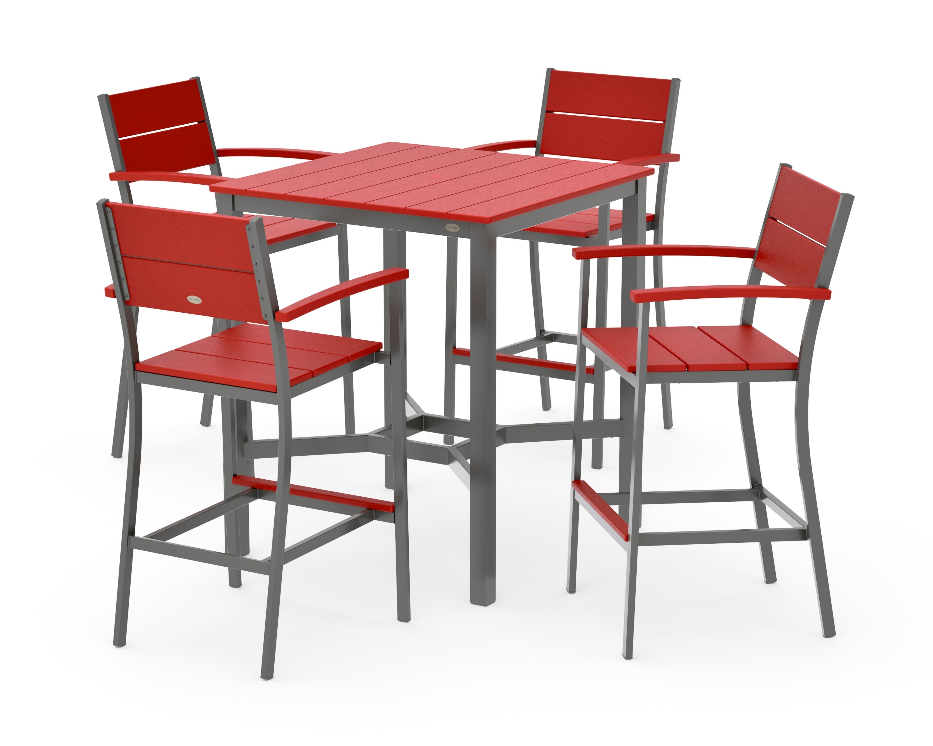Main Street 5-Piece Bar Set in Charcoal / Sunset Red