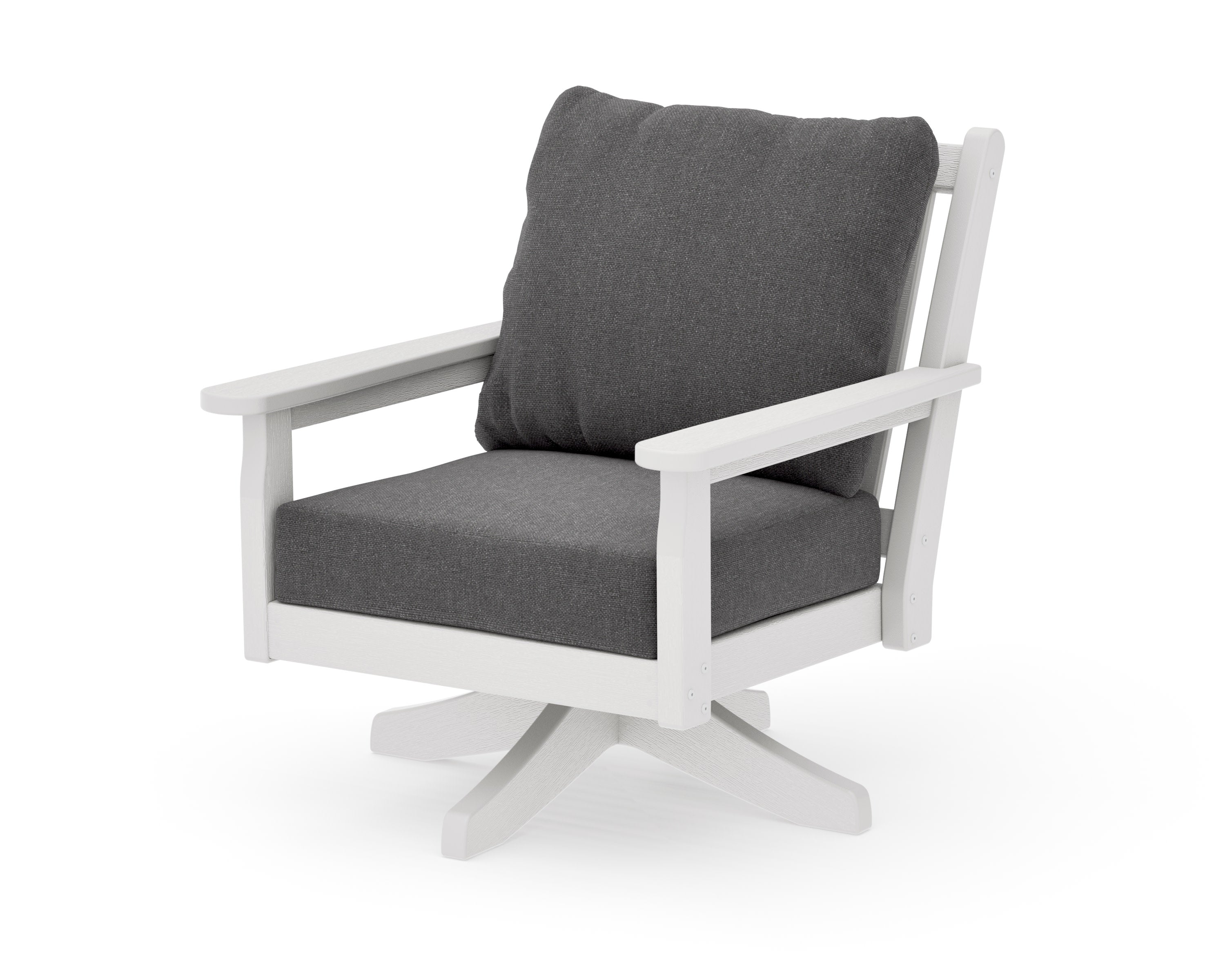 Chippendale Deep Seating Swivel Chair in Vintage White / Ash Charcoal