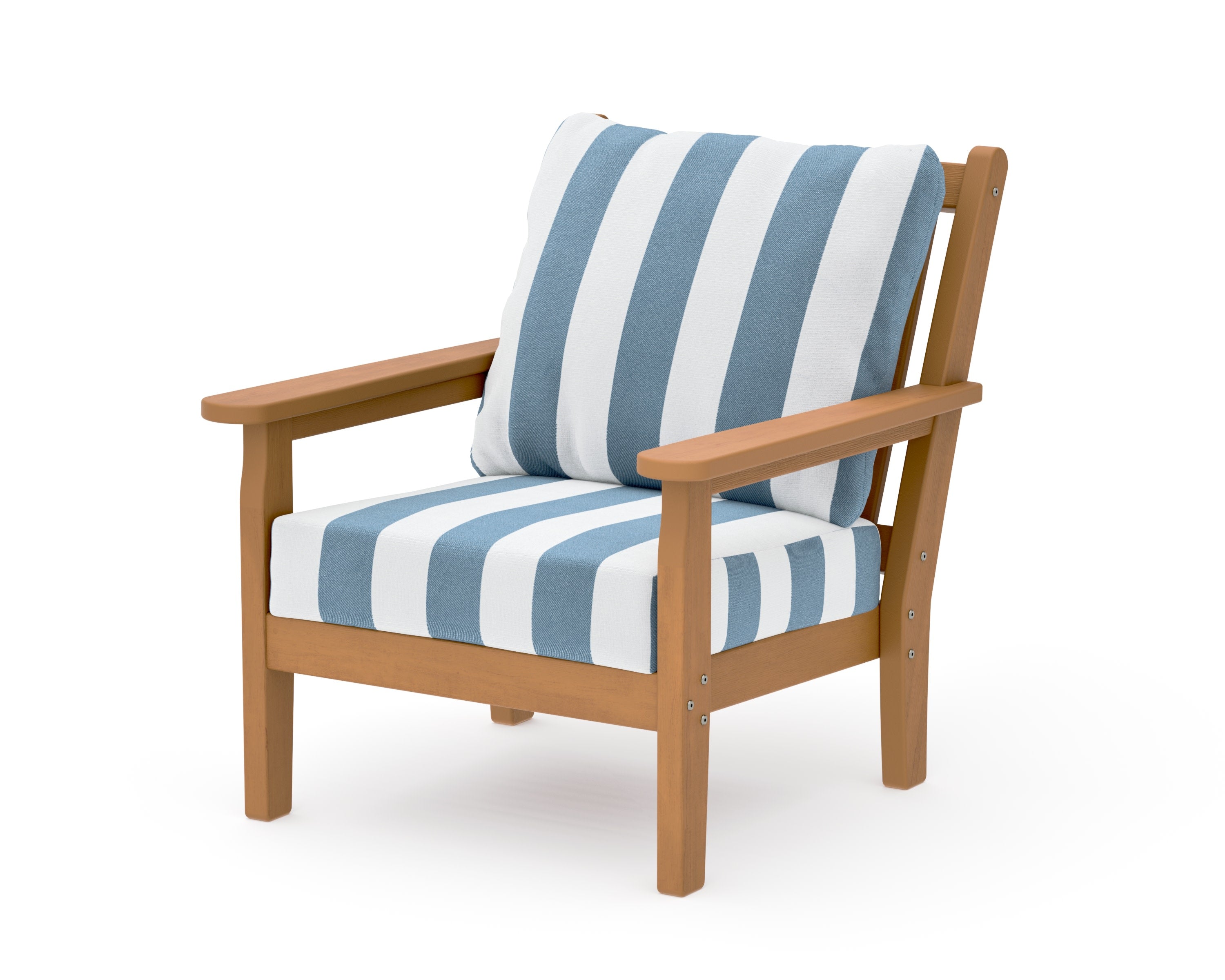 Chippendale Deep Seating Chair in Natural / Cabana Stripe Sky Blue