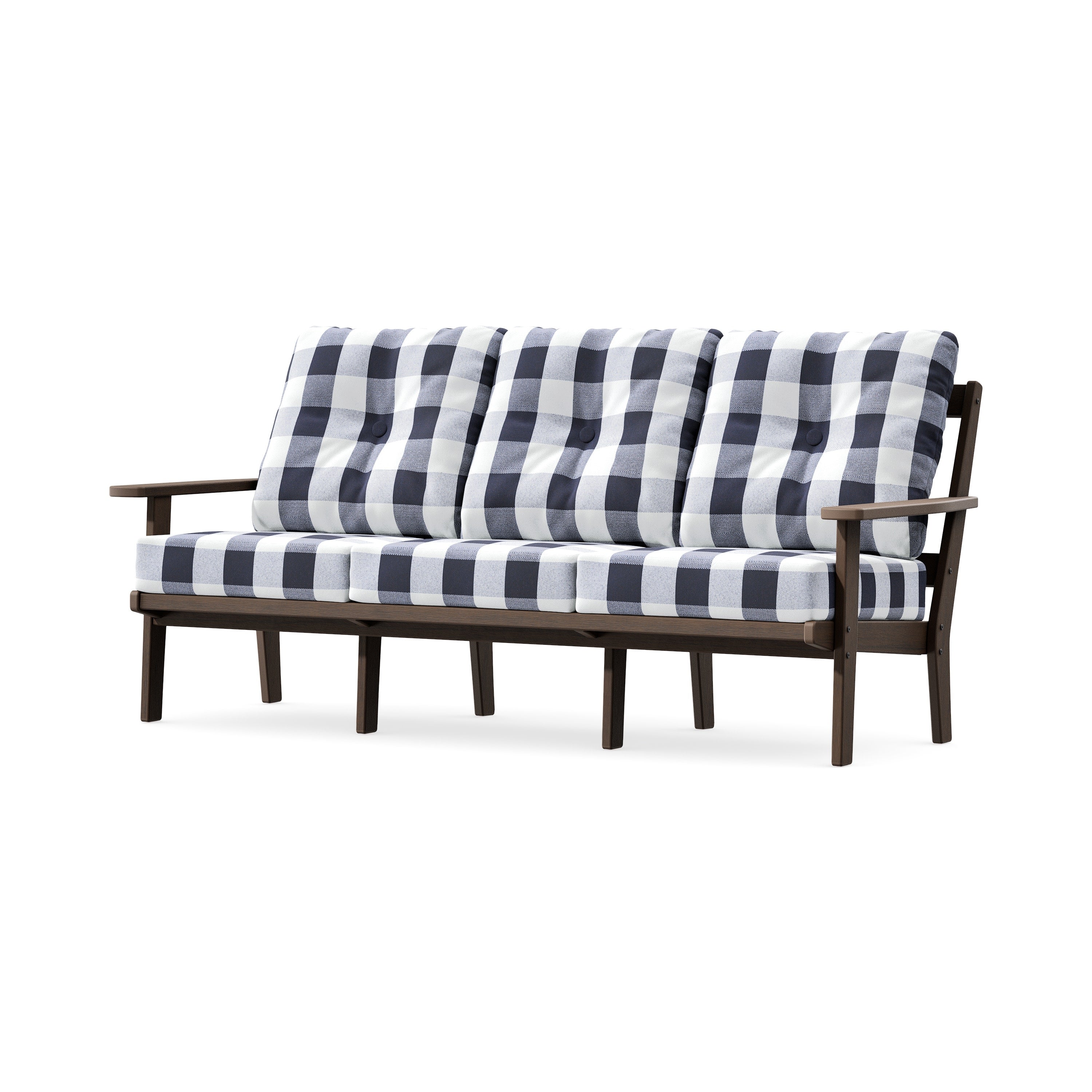PrairieDeep Seating Sofa in Kona / Buffalo Plaid Navy