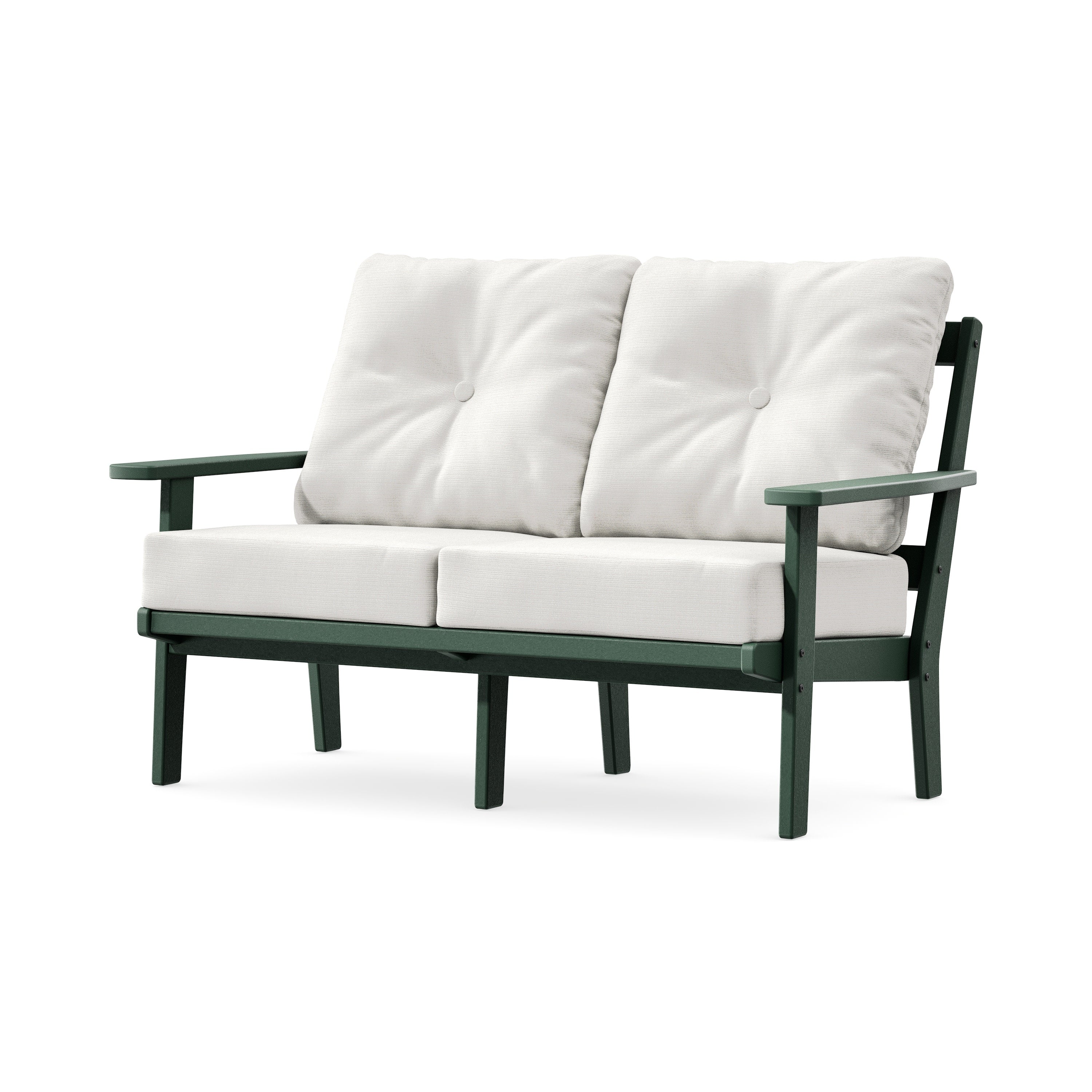 Prairie Deep SeatingLoveseat in Green / Natural Linen