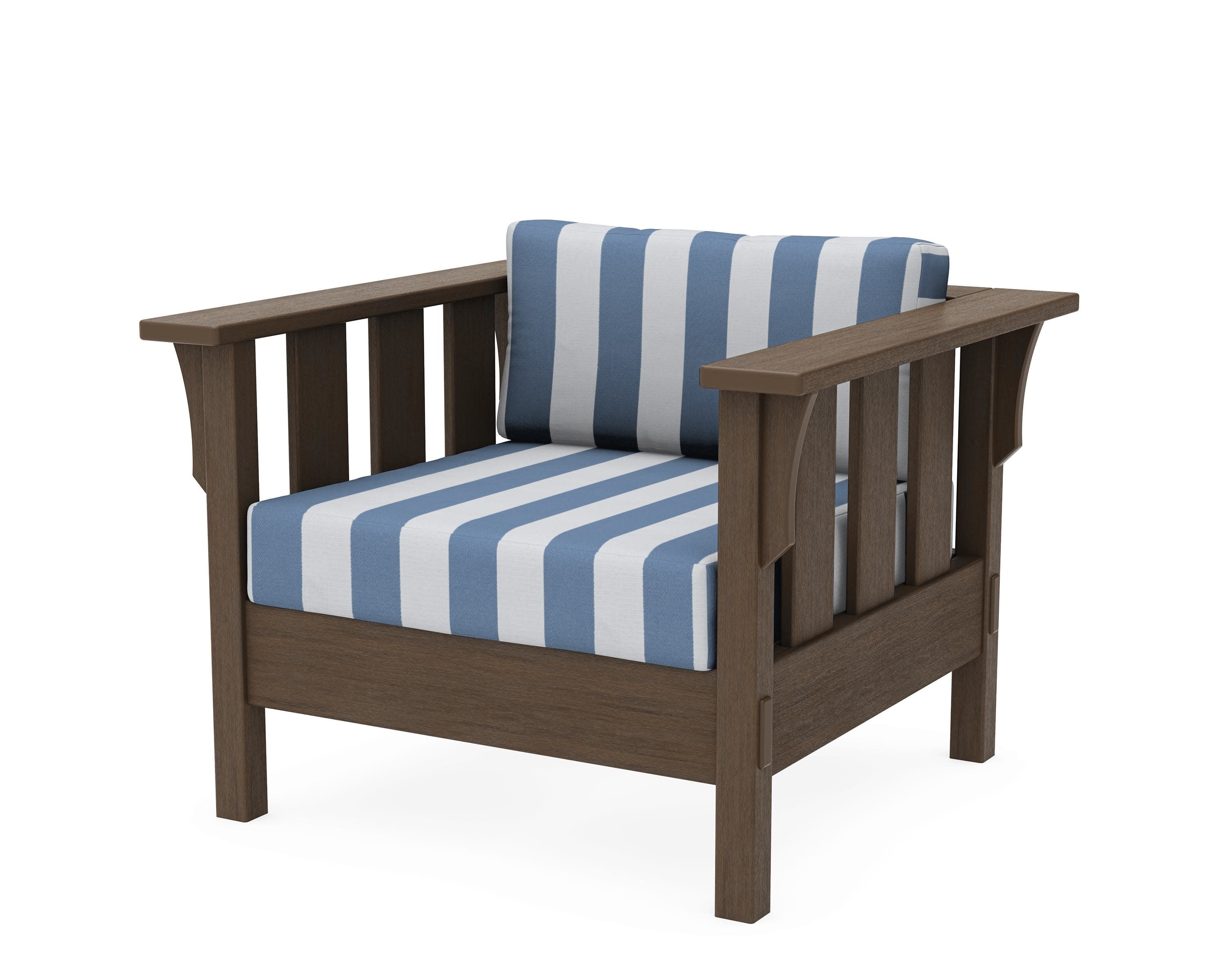 Acadia Deep Seating Chair in Kona / Cabana Stripe Sky Blue