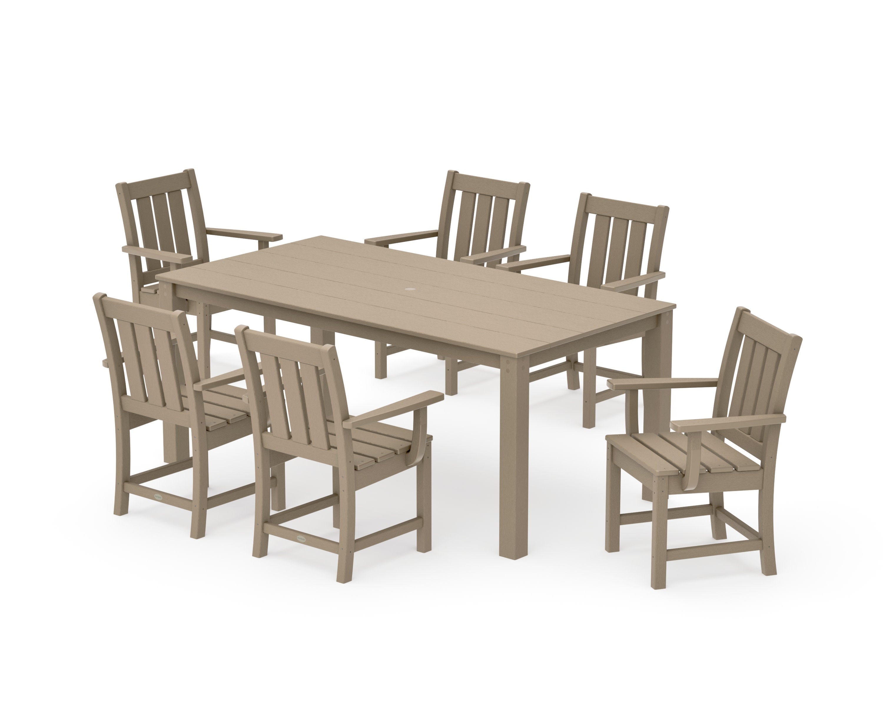 Oxford Arm Chair 7-Piece Parsons Dining Set in Vintage Sahara