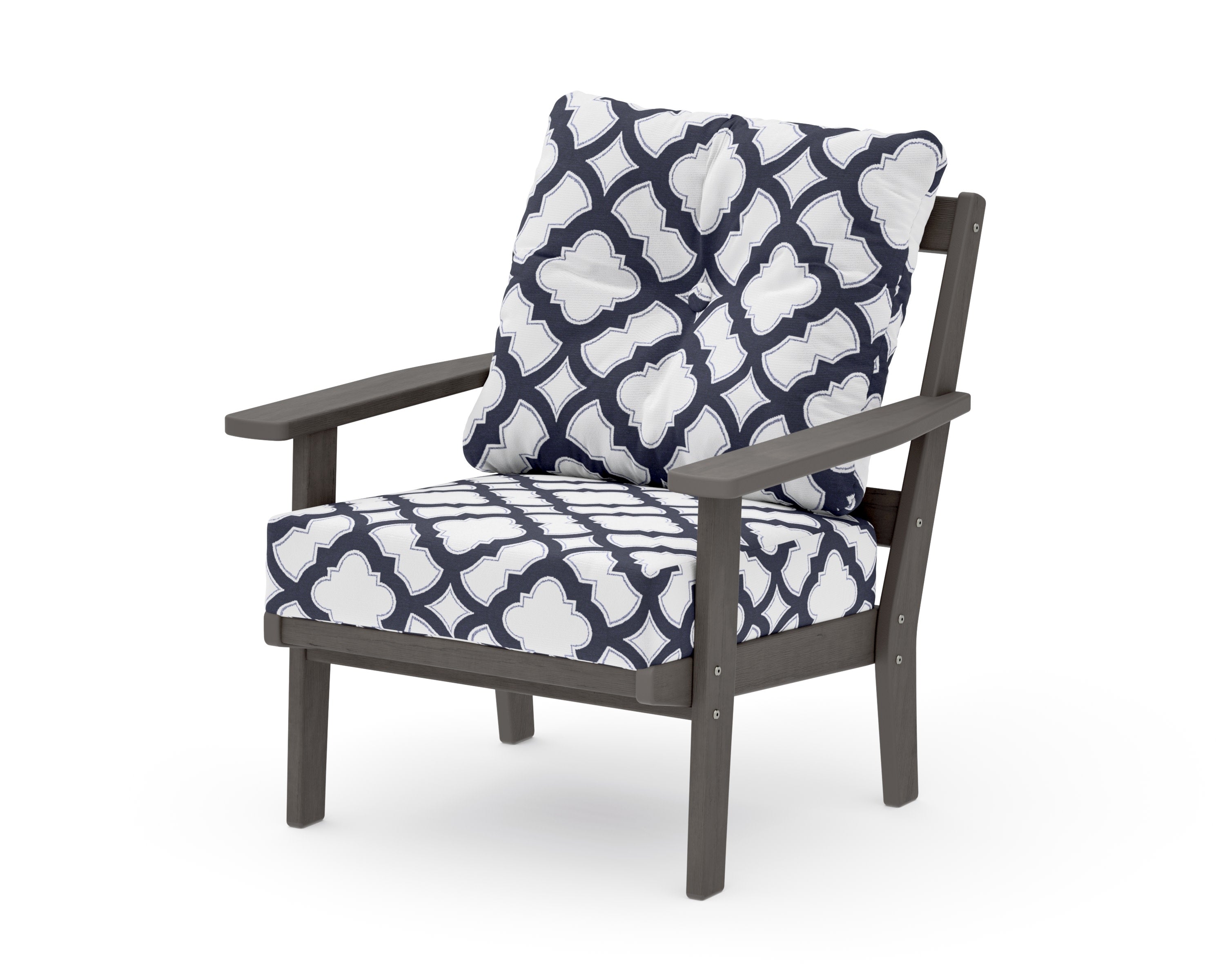 Oxford Deep Seating Chair in Driftwood / Trellis Navy