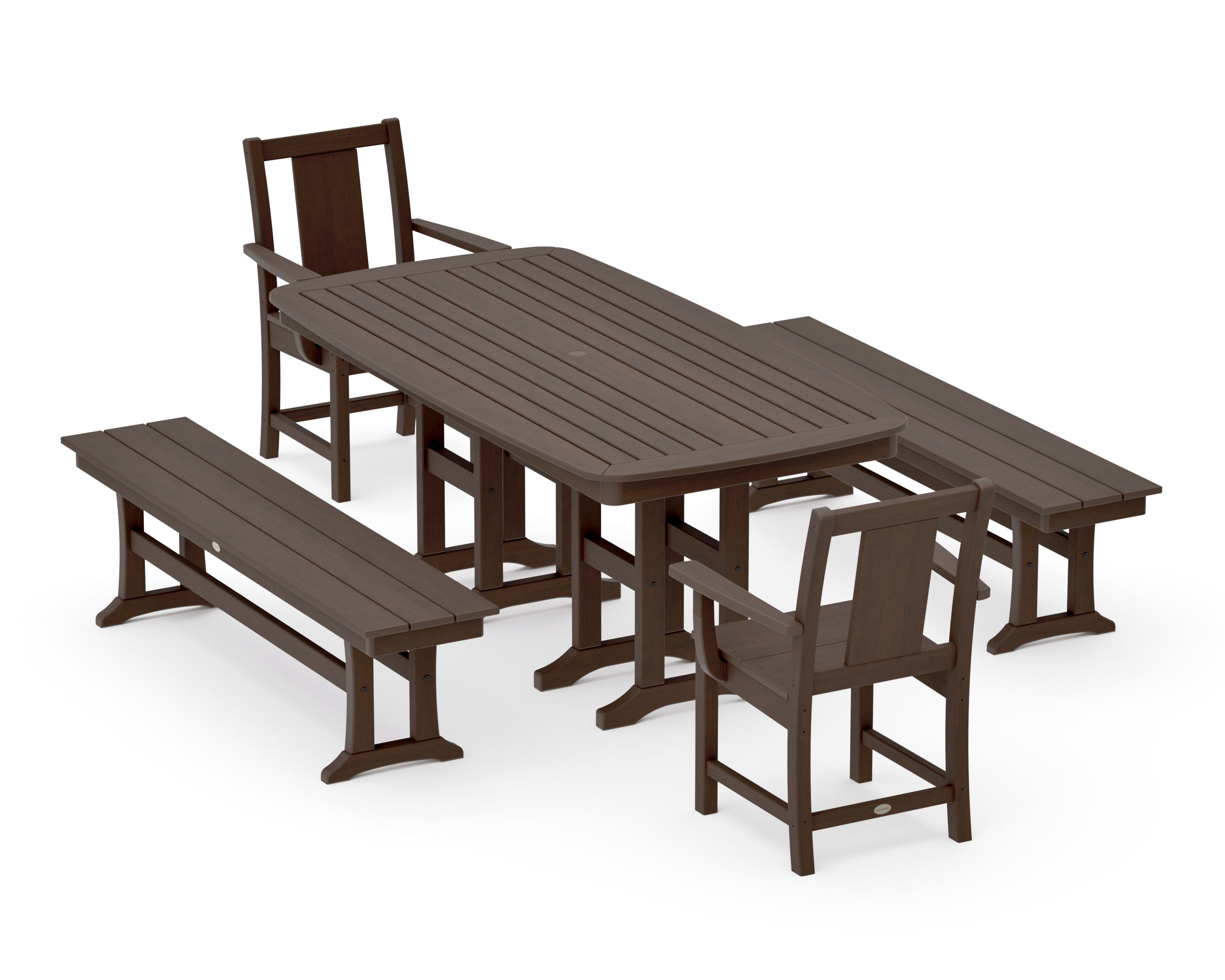 Prairie 5-Piece Dining Set with Benches in Kona