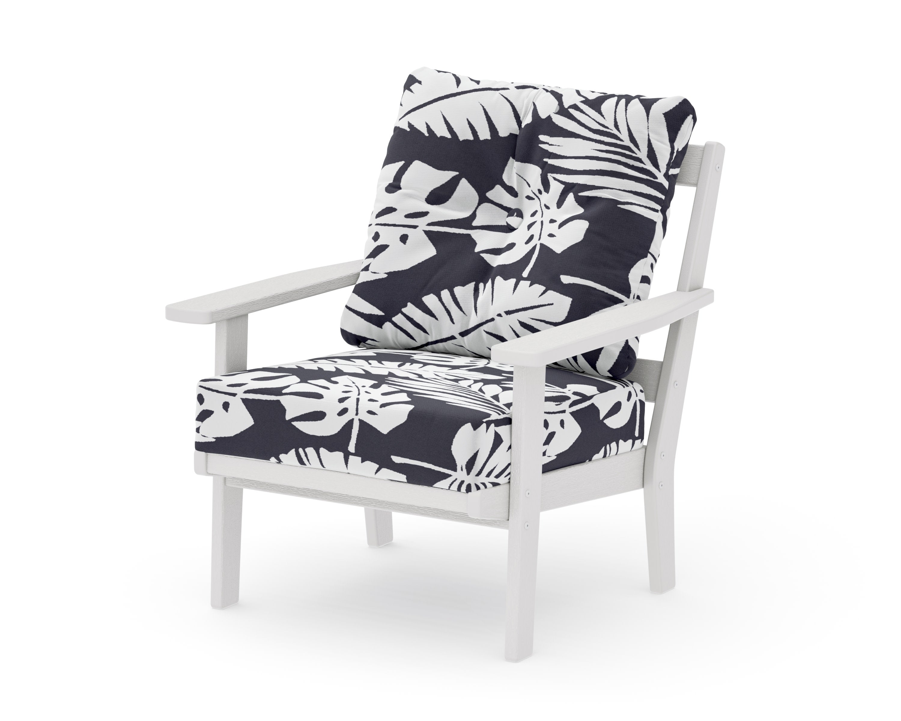 Oxford Deep Seating Chair in Vintage White / Leaf Navy