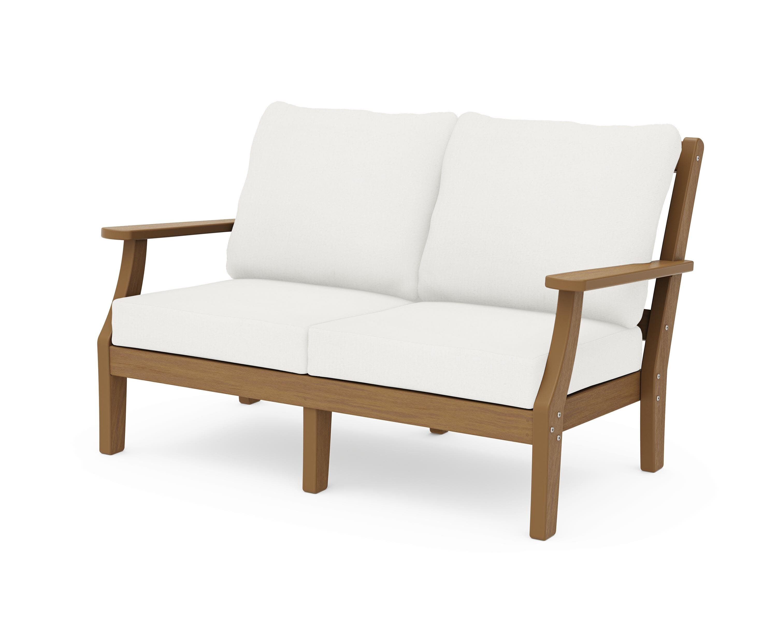 Chinoiserie Deep Seating Loveseat in Natural / Natural Linen