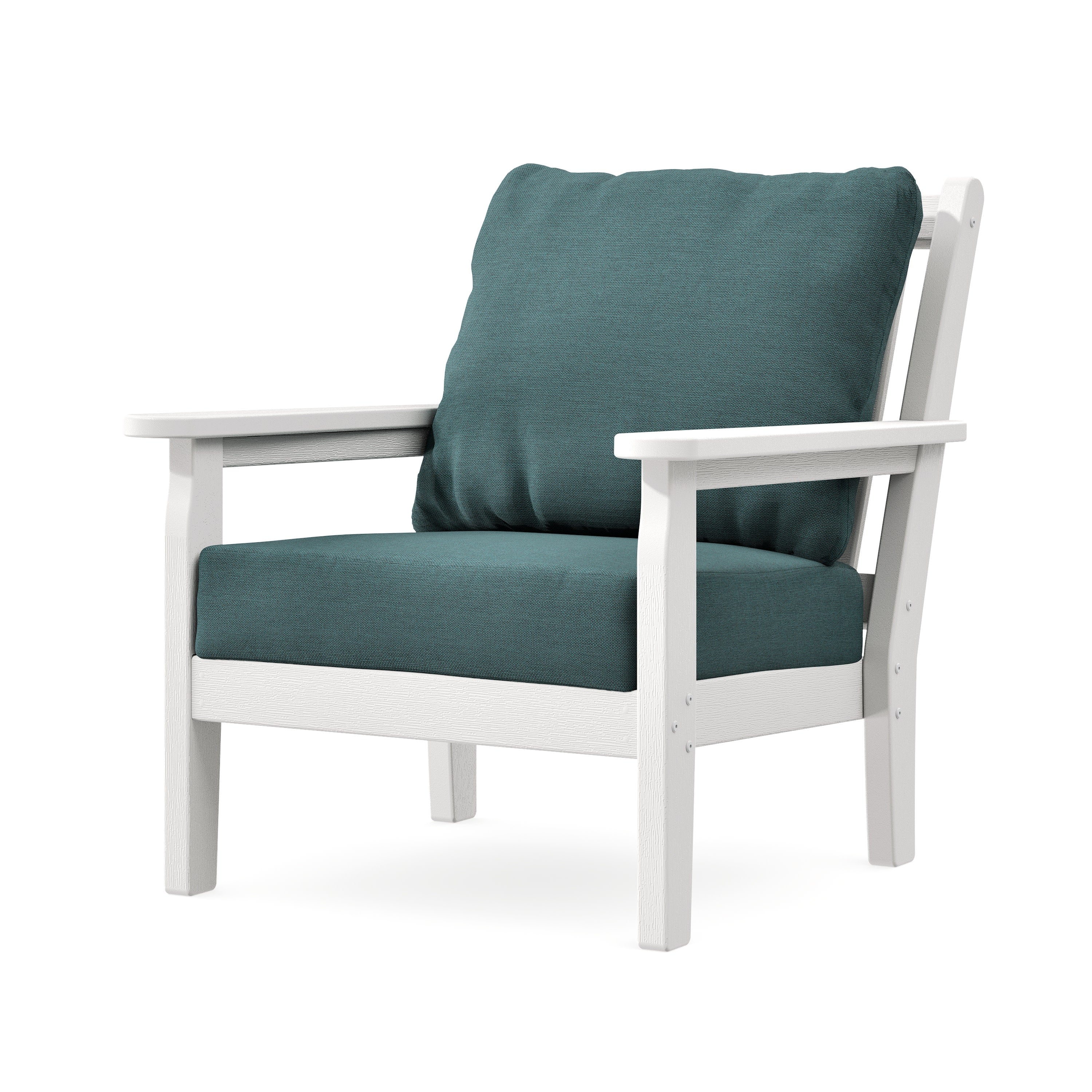 Chippendale Deep Seating Chair in Vintage White / Ocean Teal