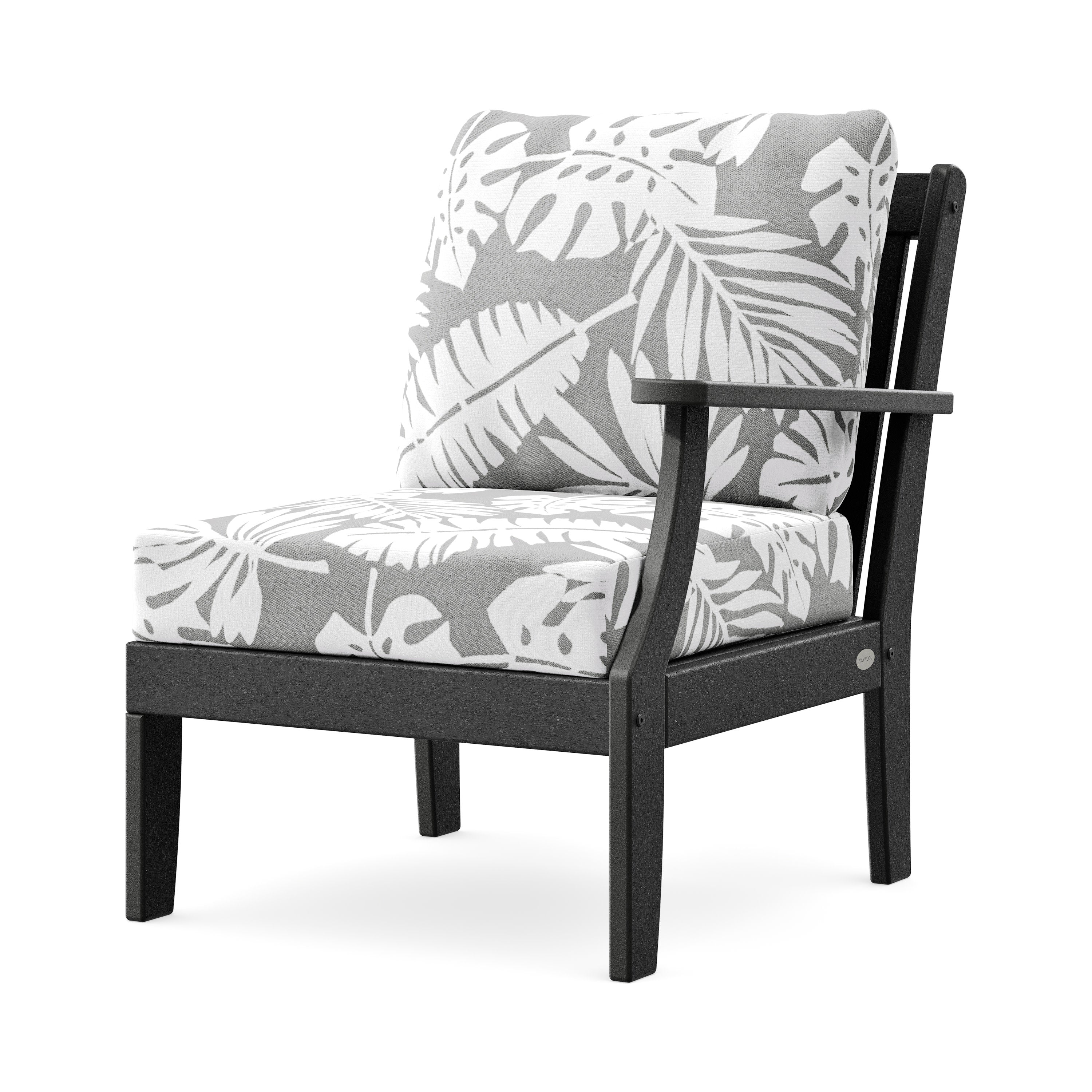 Braxton Modular Right Arm Chair in Black / Leaf Grey Mist