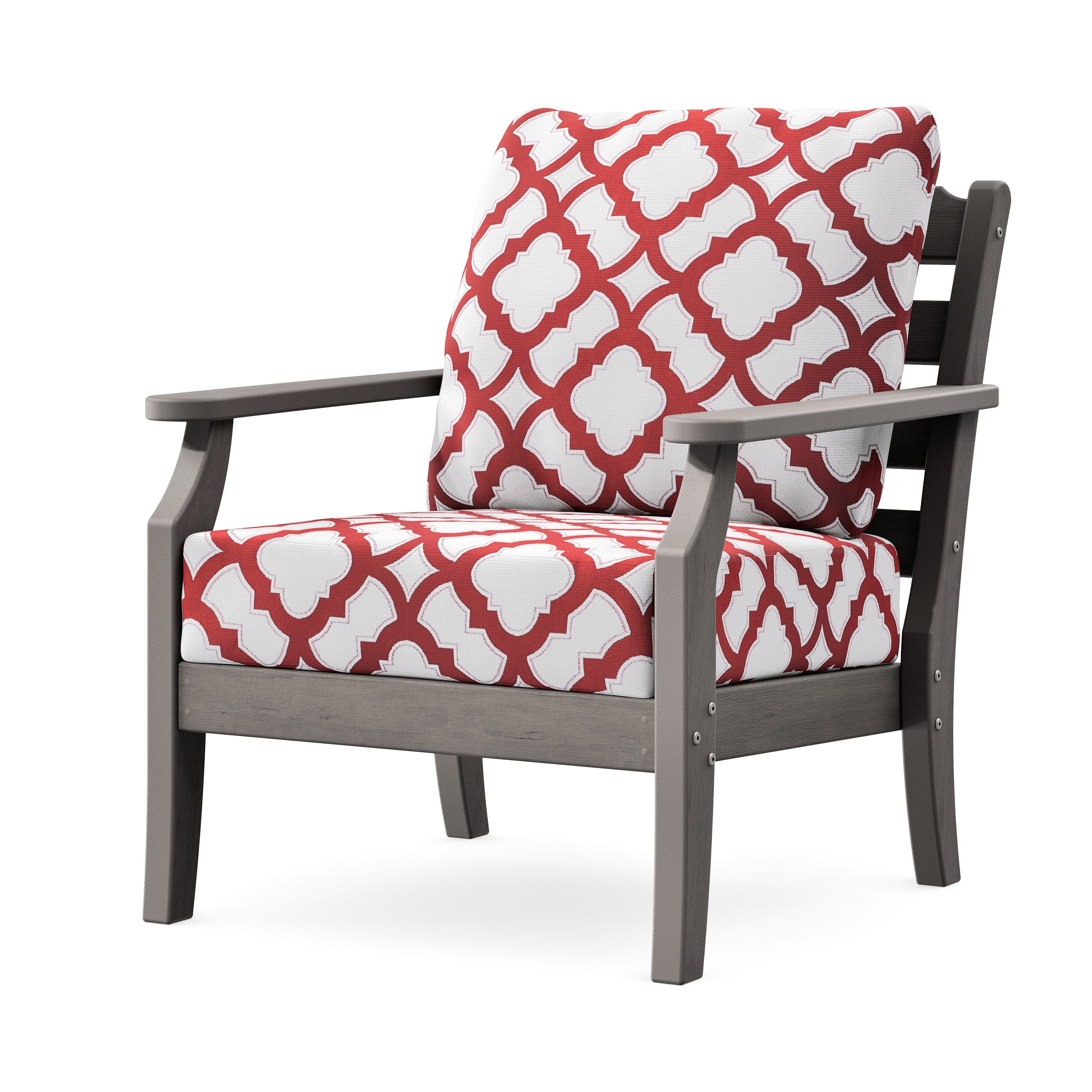 Savannah Deep Seating Chair in Driftwood / Trellis Crimson