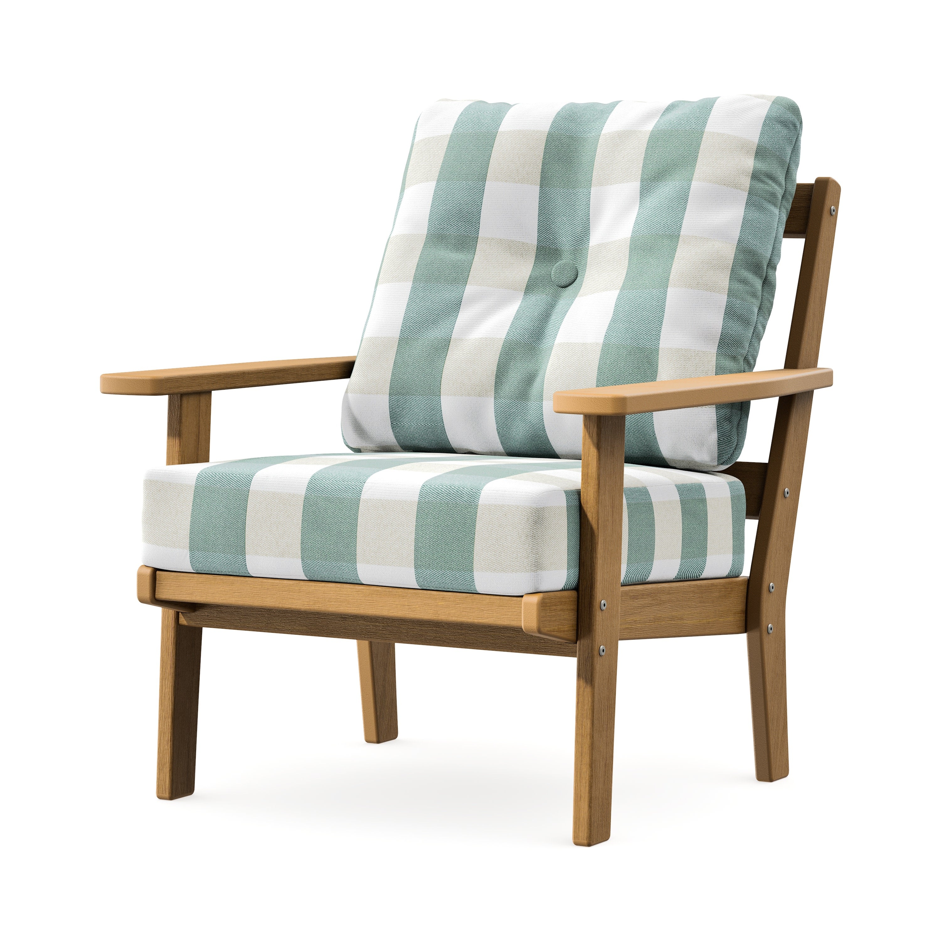 Prairie Deep Seating Chair in Natural / Buffalo Plaid Glacier Spa