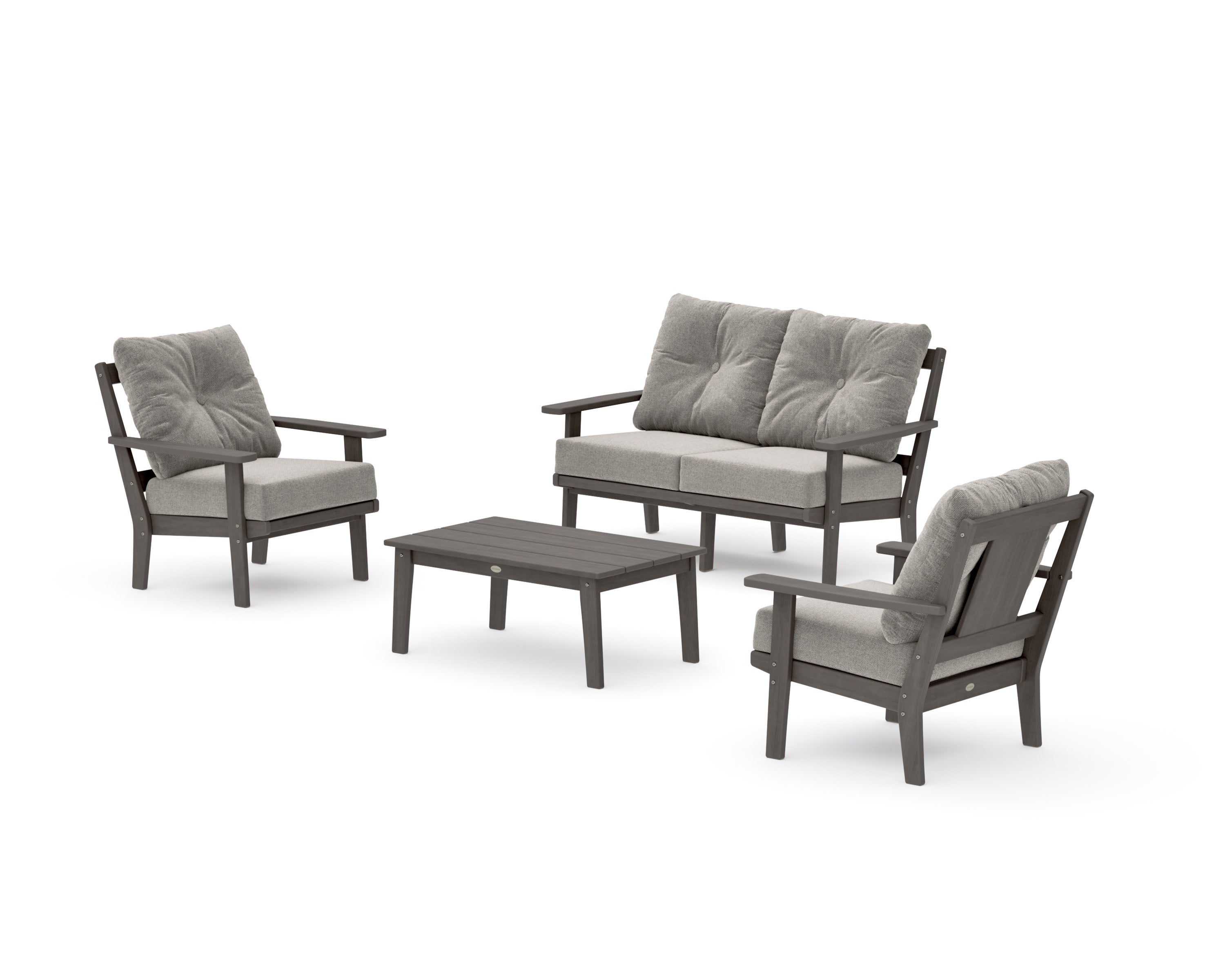 Prairie 4-Piece Deep Seating Set with Loveseat in Driftwood / Weathered Tweed