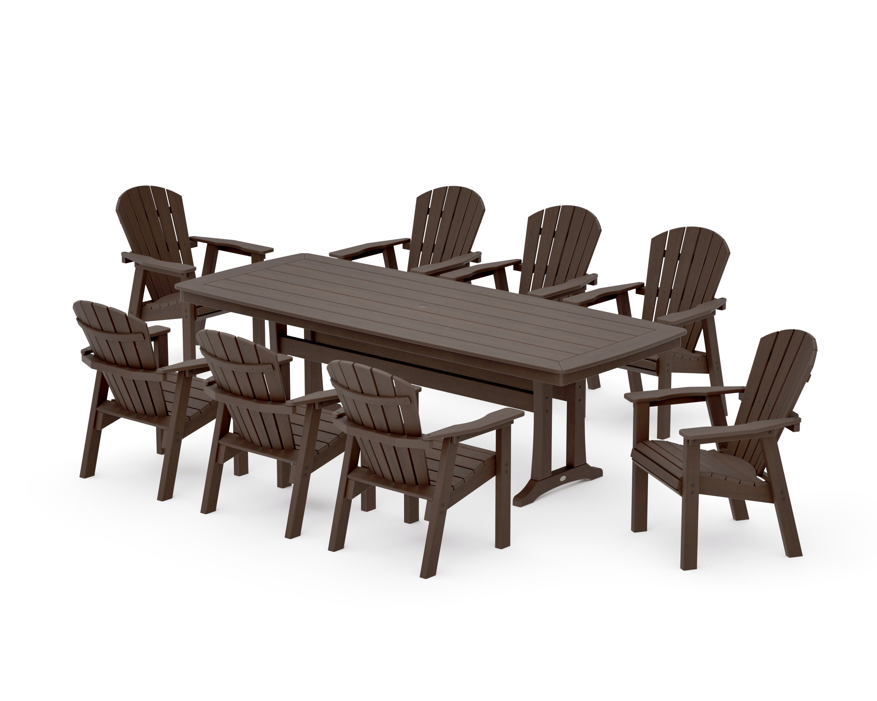 Seashell 9-Piece Dining Set with Trestle Legs in Kona