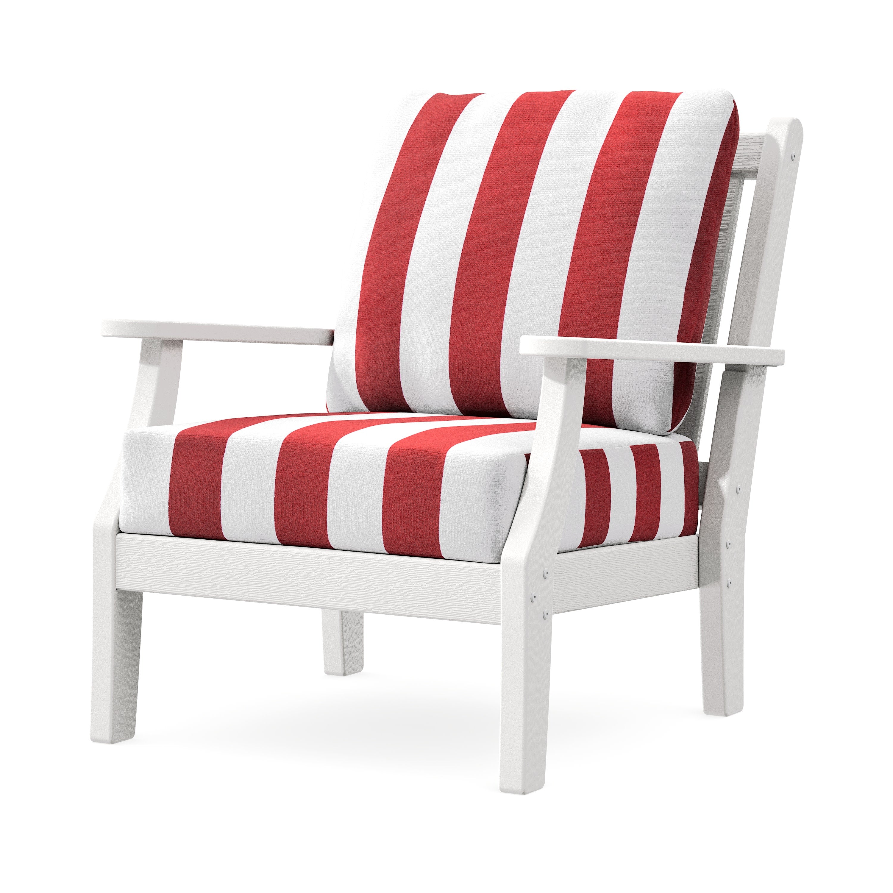 Wovendale Deep Seating Chair in Vintage White / Cabana Stripe Crimson
