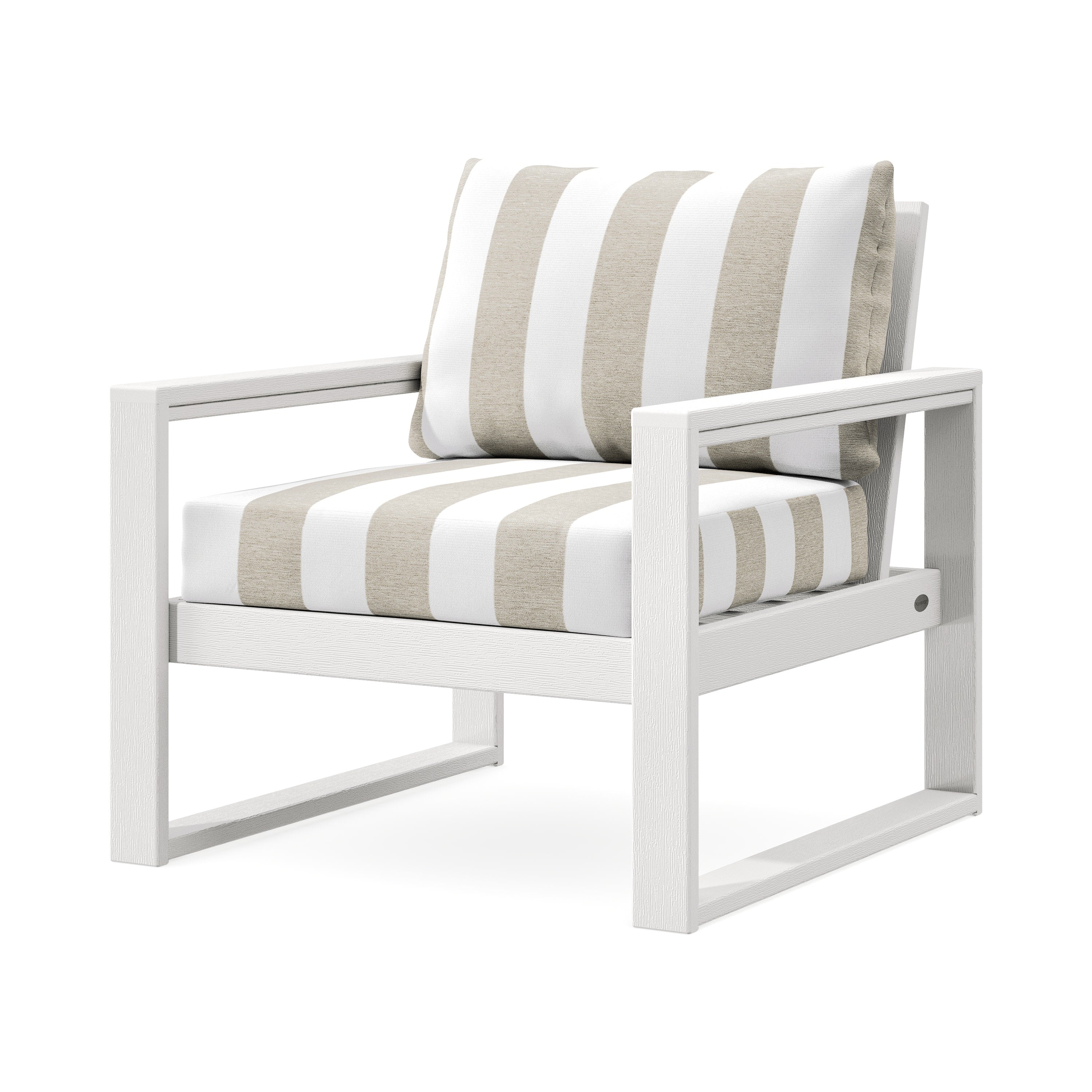 EDGE Club Chair in Vintage White / Cabana Stripe Dune Burlap