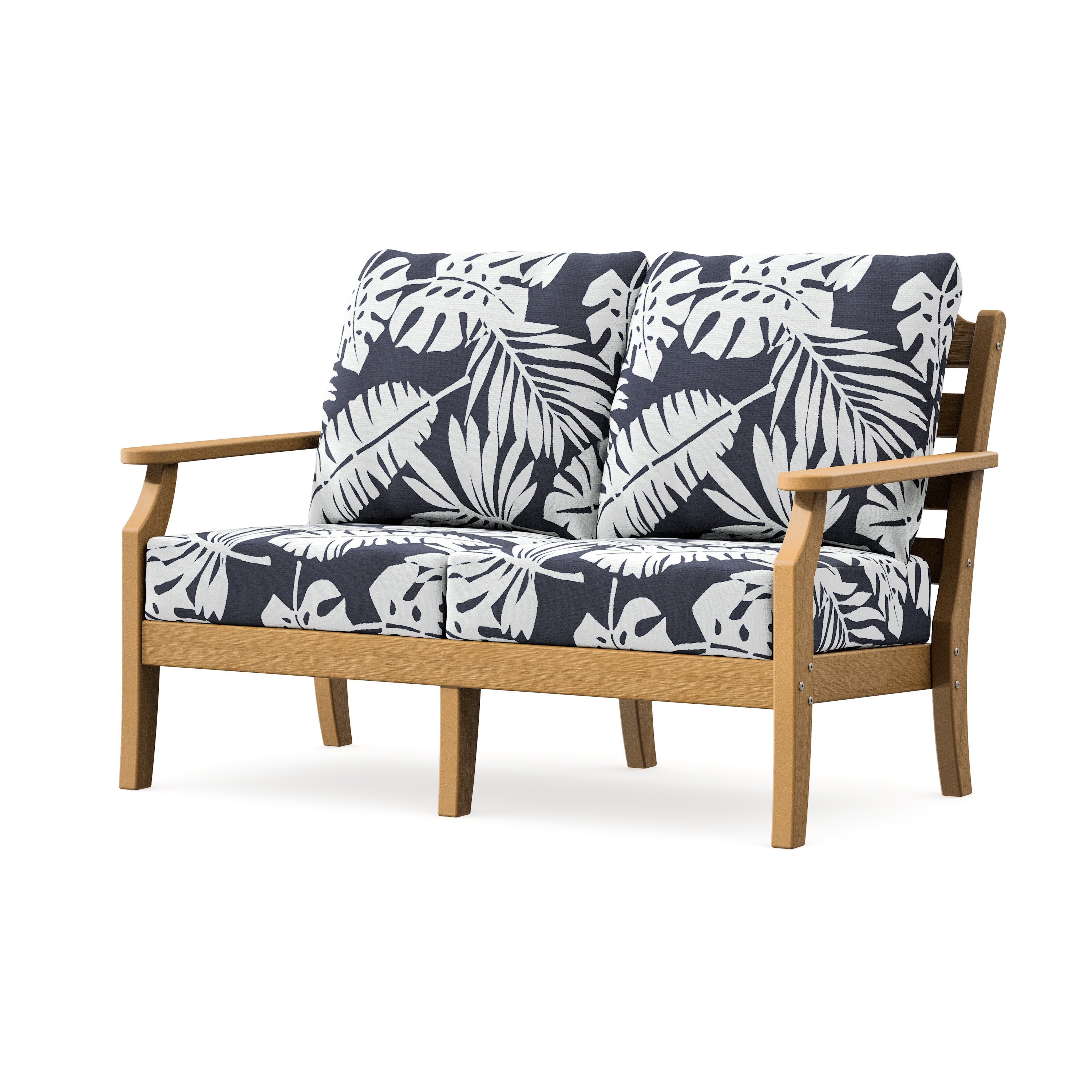 Savannah Deep Seating Loveseat in Natural / Leaf Navy