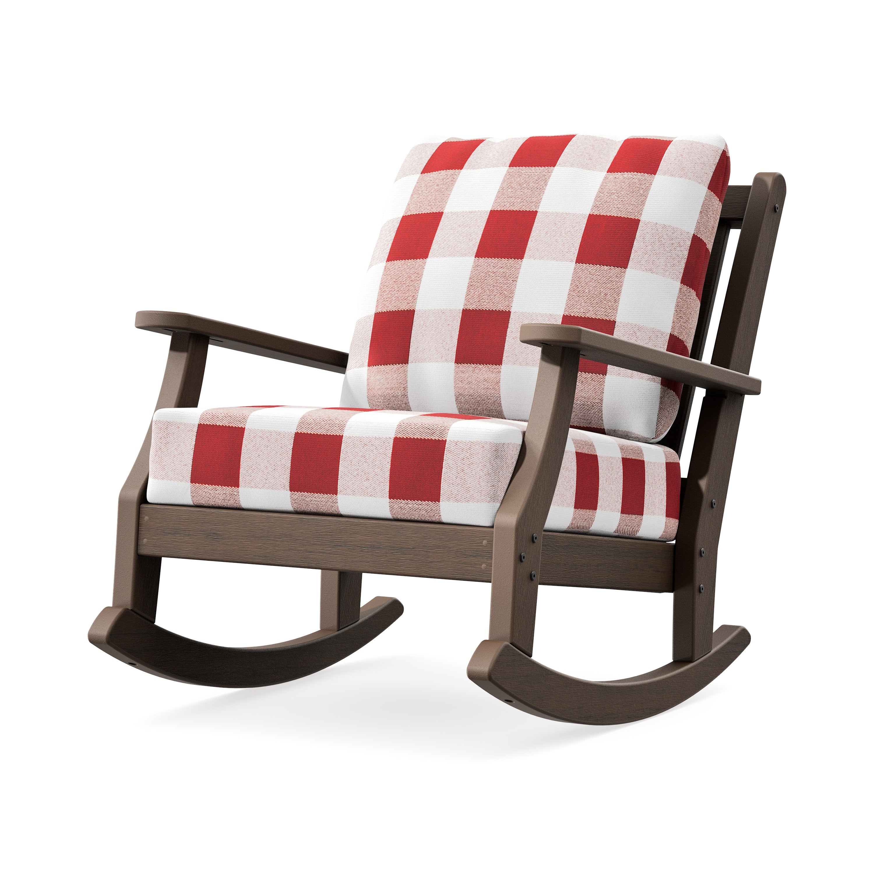 Wovendale Deep Seating Rocking Chair in Kona / Buffalo Plaid Crimson