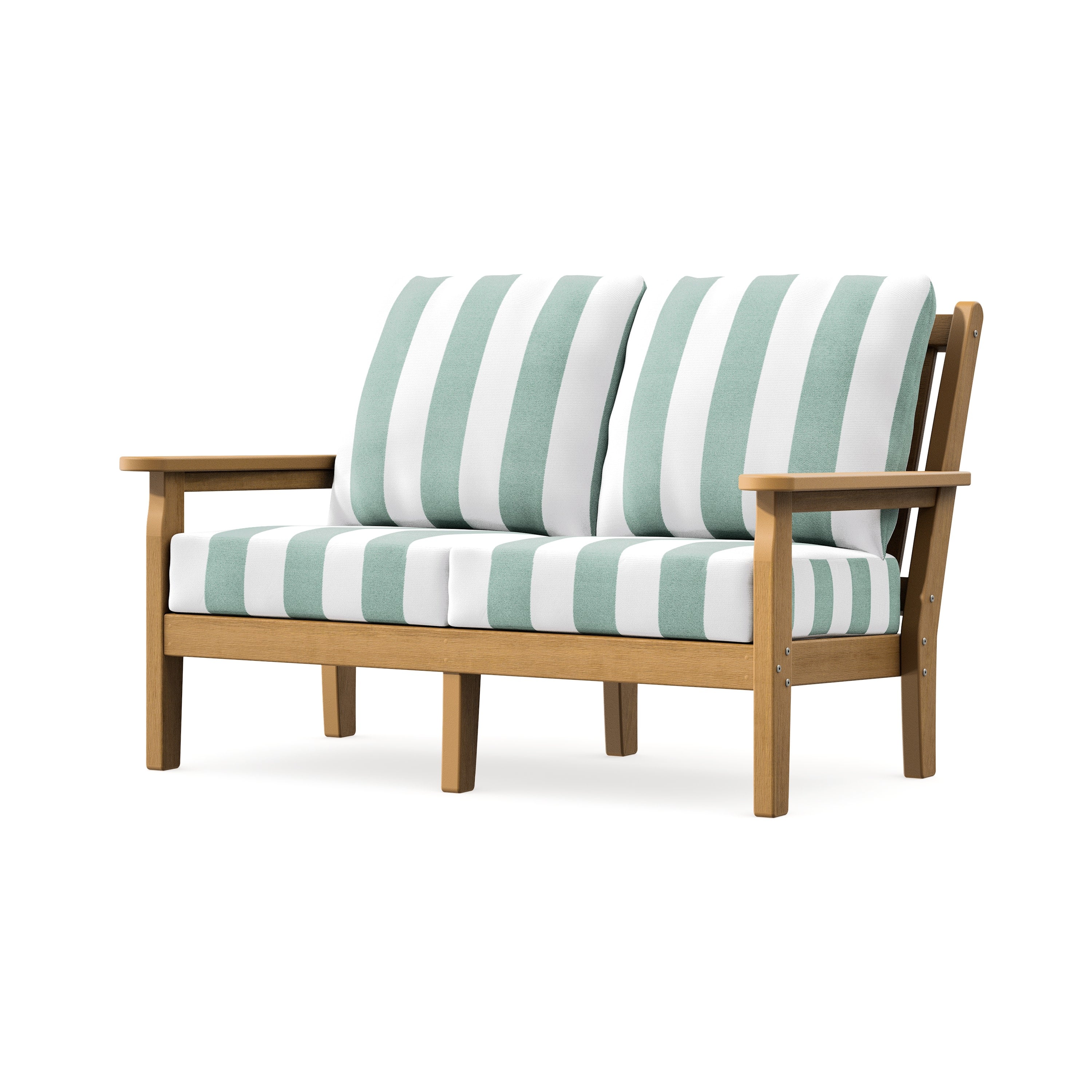 Chippendale Deep Seating Loveseat in Natural / Cabana Stripe Glacier Spa