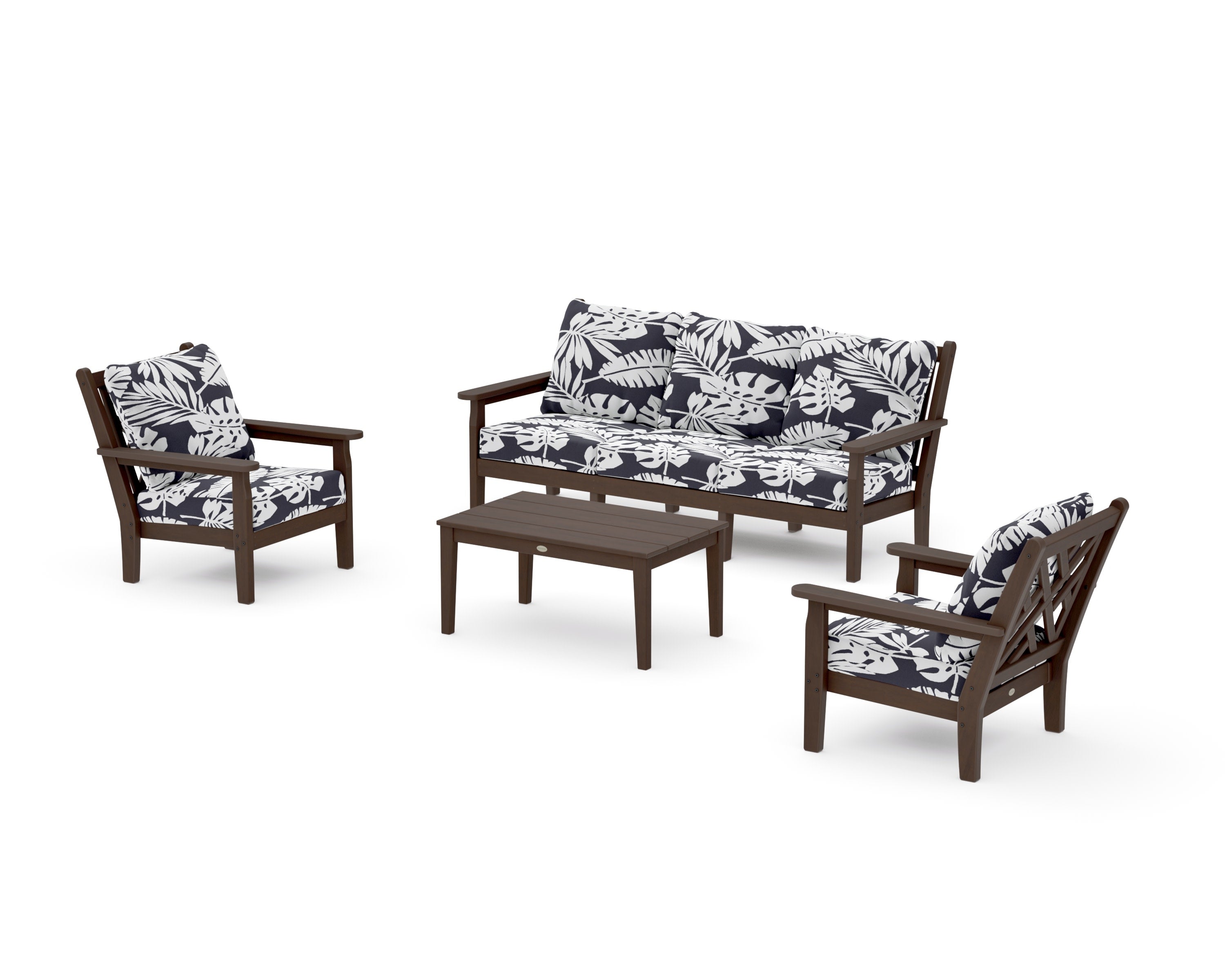 Chippendale 4-Piece Deep Seating Set with Sofa in Kona / Leaf Navy