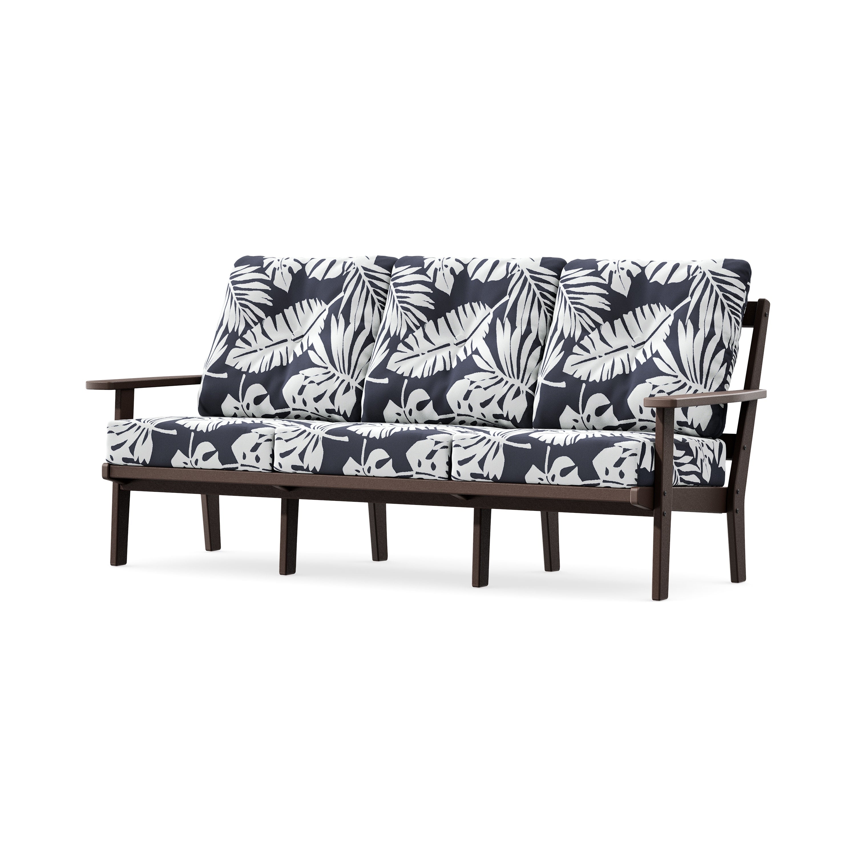 PrairieDeep Seating Sofa in Mahogany / Leaf Navy