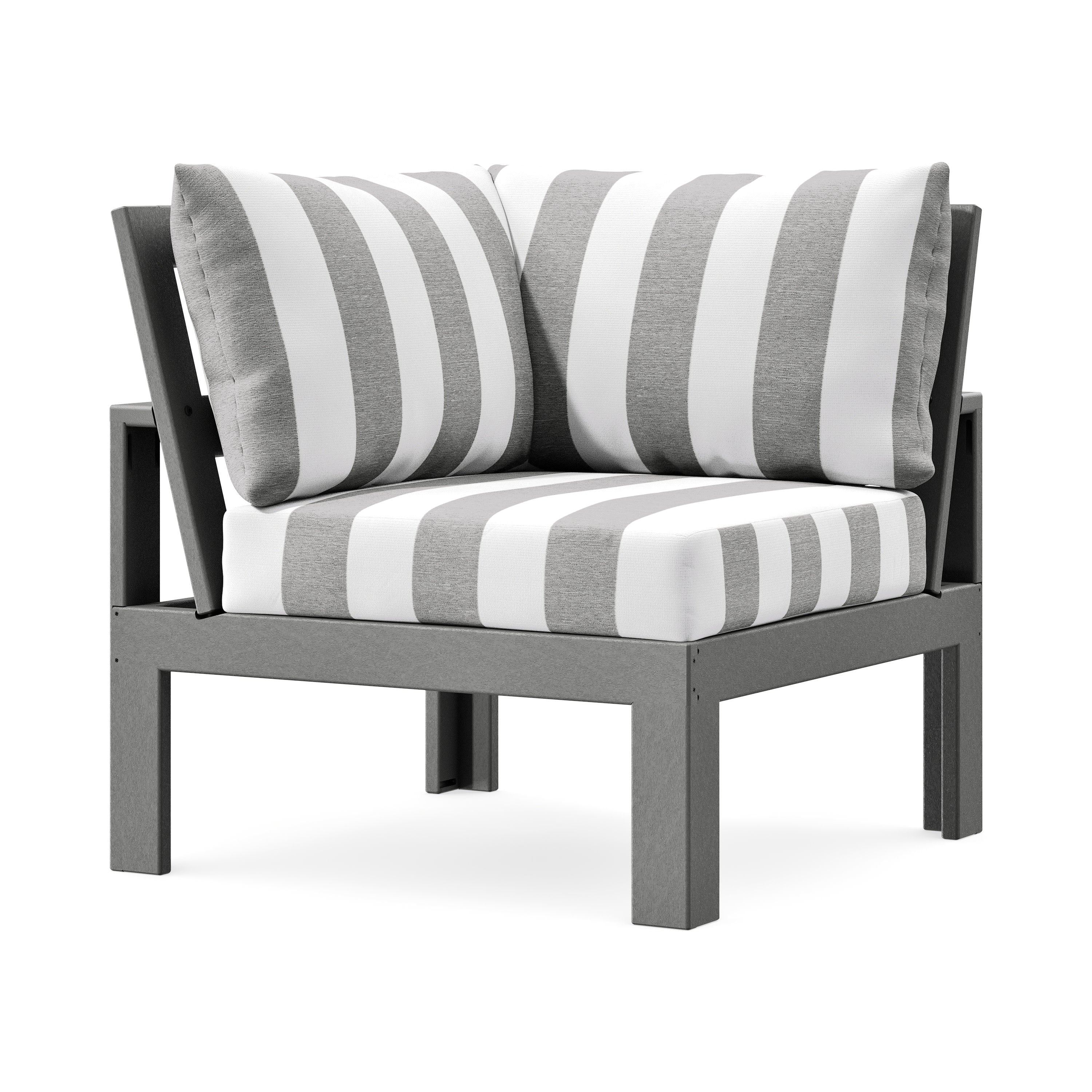 Modular Corner Chair in Slate Grey / Cabana Stripe Grey Mist