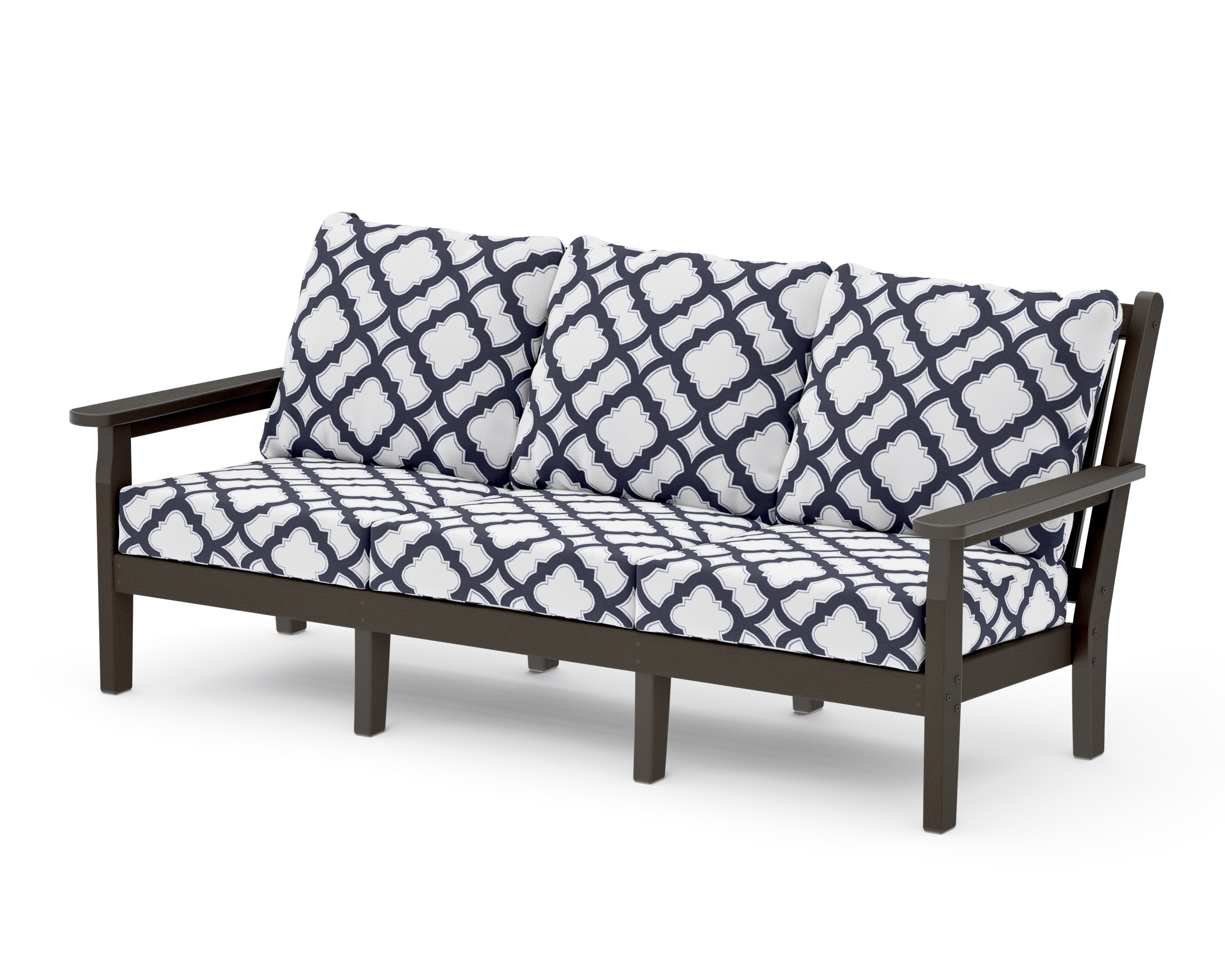 Chippendale Deep Seating Sofa in Vintage Coffee / Trellis Navy