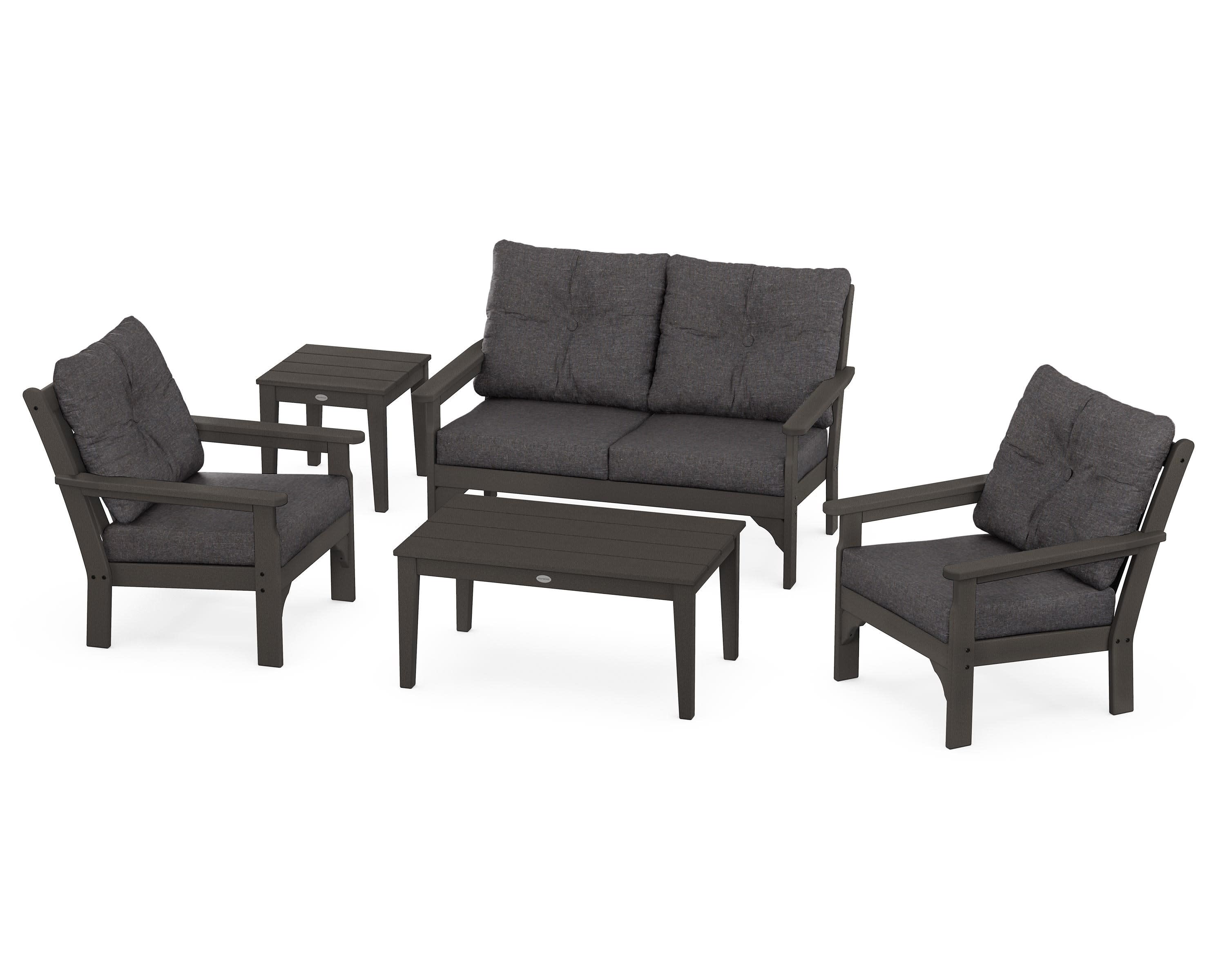 Vineyard 5-Piece Deep Seating Set in Vintage Coffee / Ash Charcoal