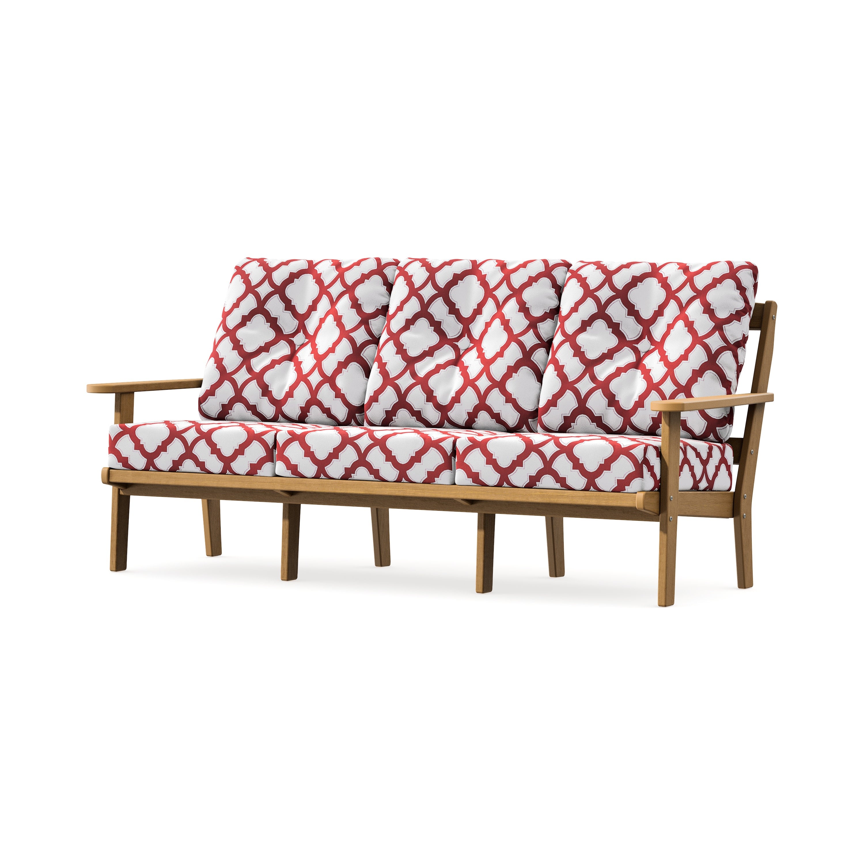 Mission Deep Seating Sofa in Natural / Trellis Crimson