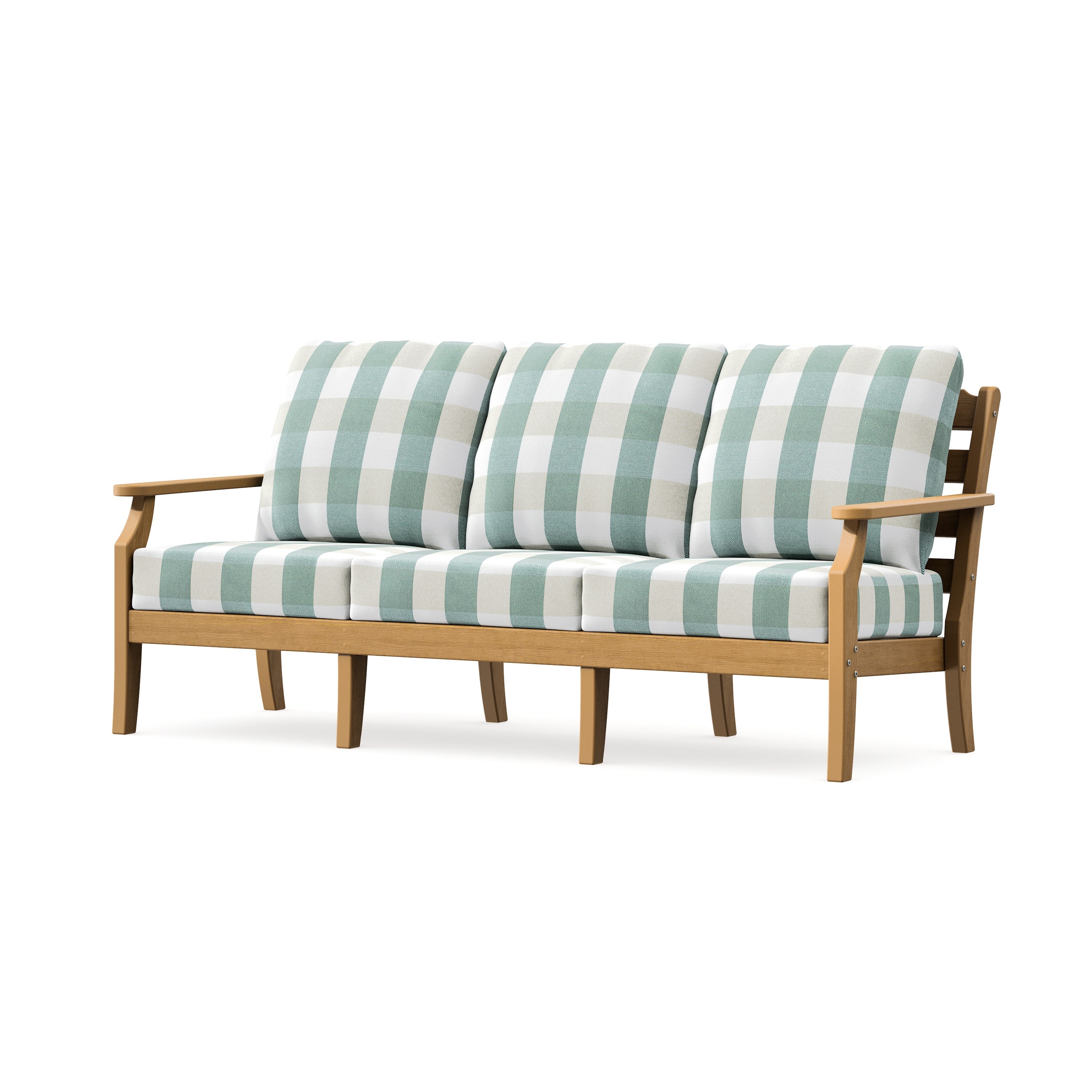 Savannah Deep Seating Sofa in Natural / Buffalo Plaid Glacier Spa