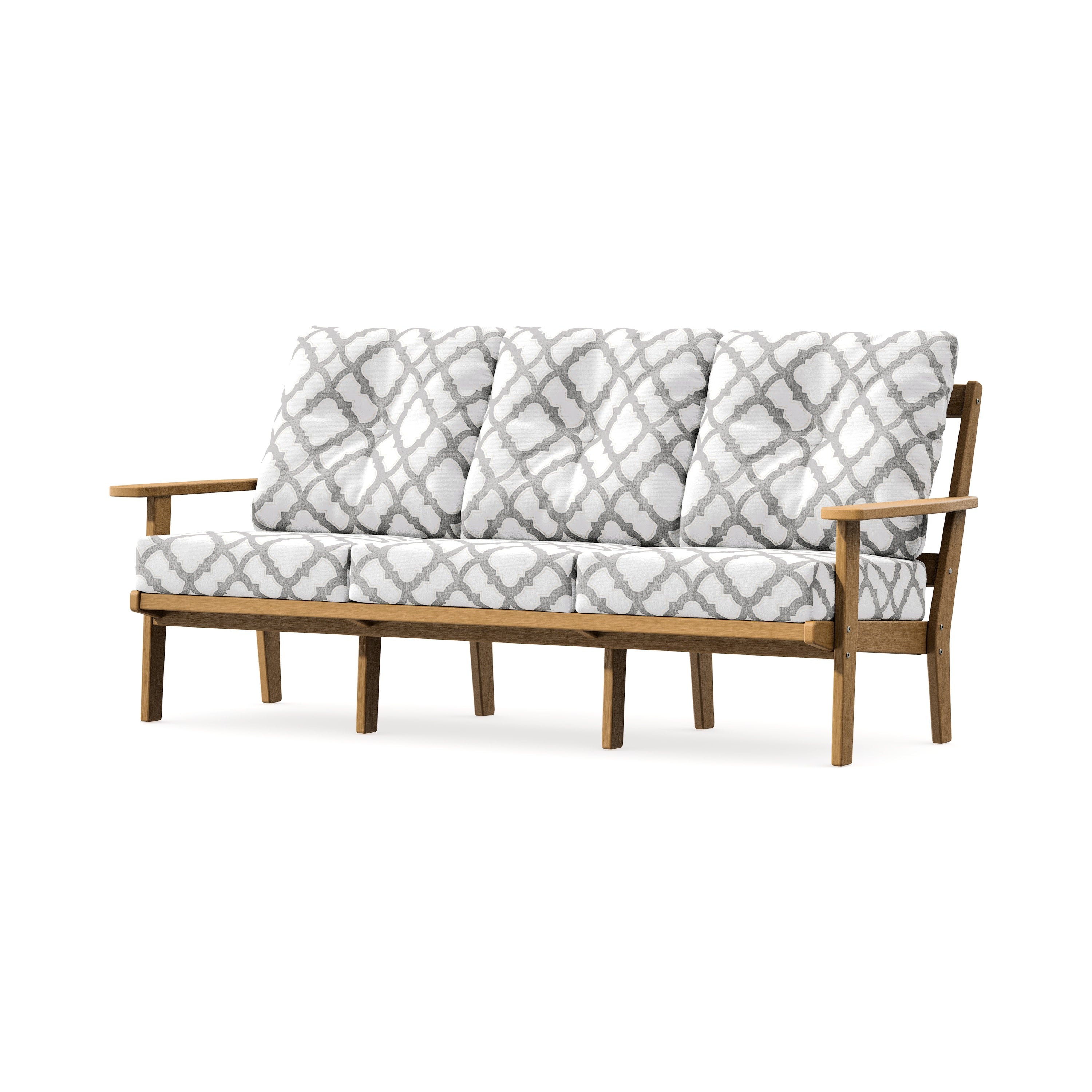 PrairieDeep Seating Sofa in Natural / Trellis Grey Mist
