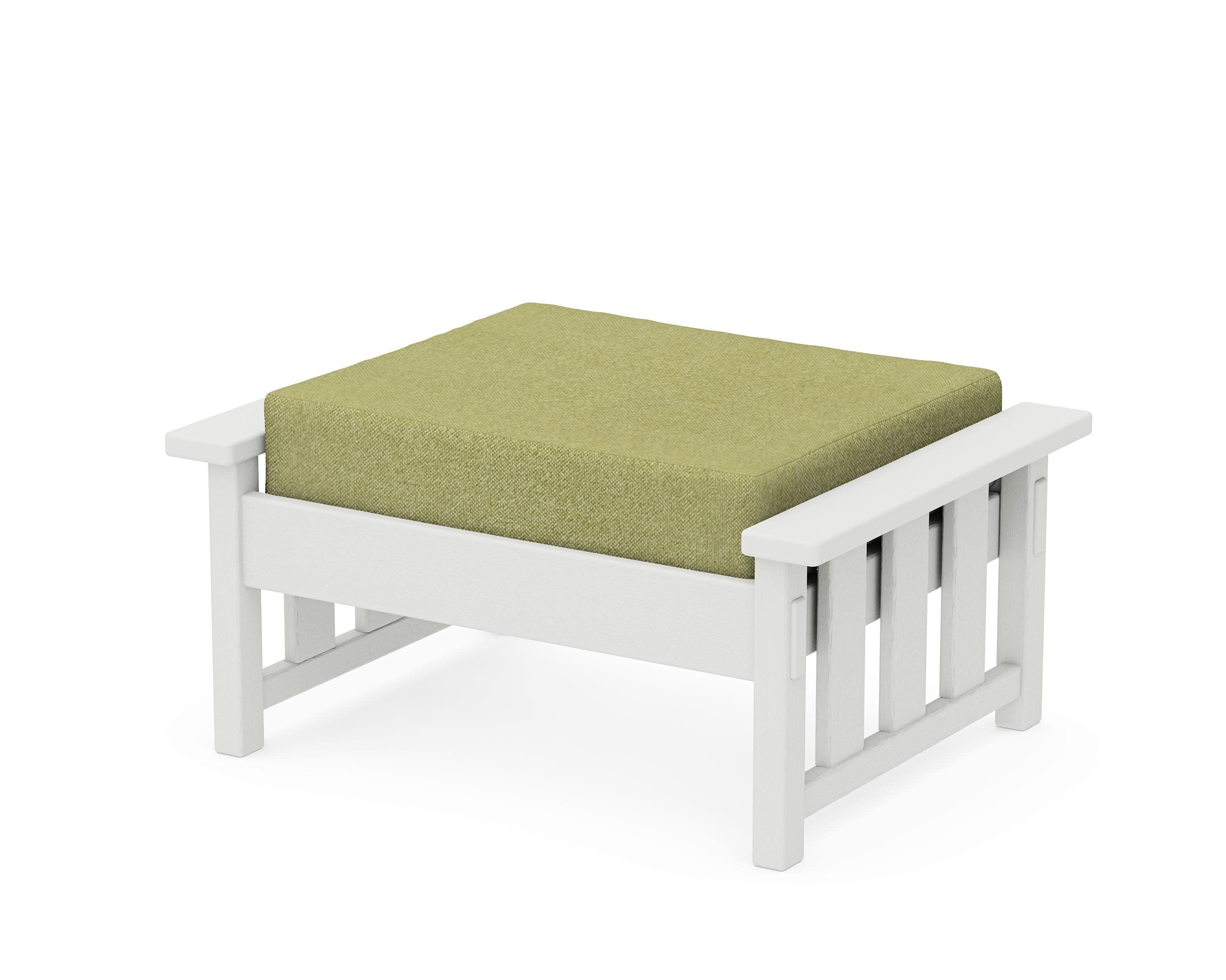 Acadia Deep Seating Ottoman in Vintage White / Chartreuse Boucle