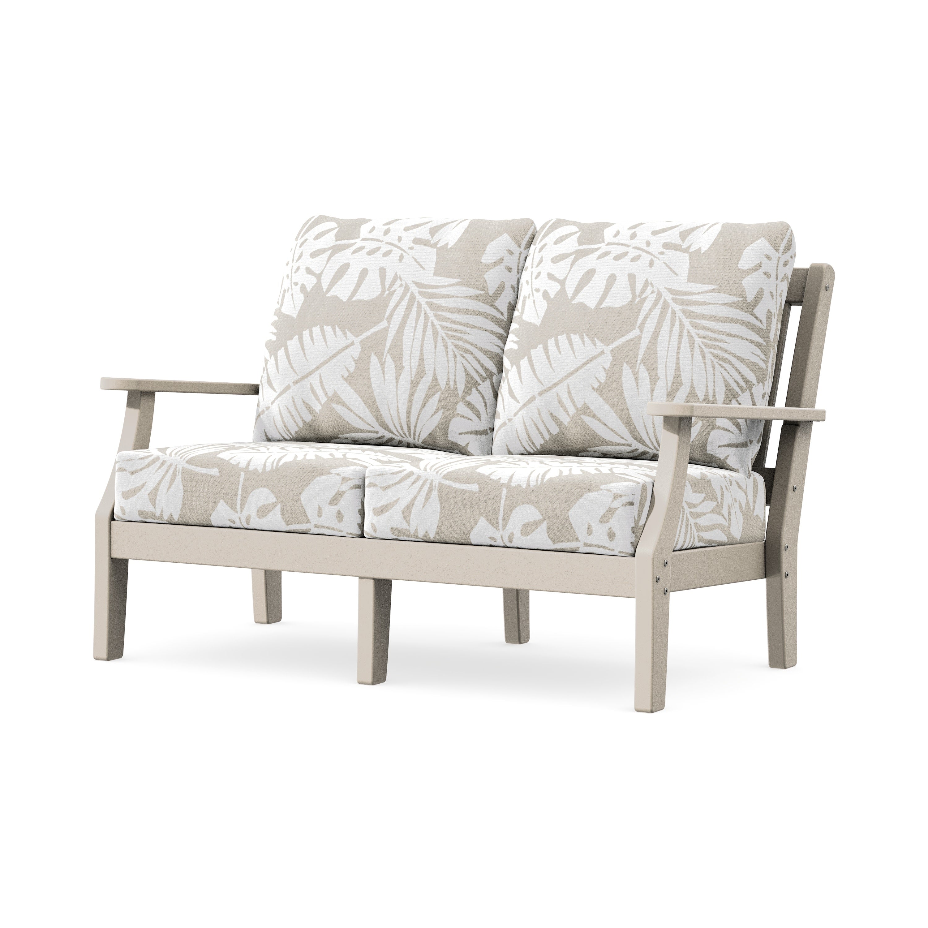 Chinoiserie Deep Seating Loveseat in Sand / Leaf Dune Burlap